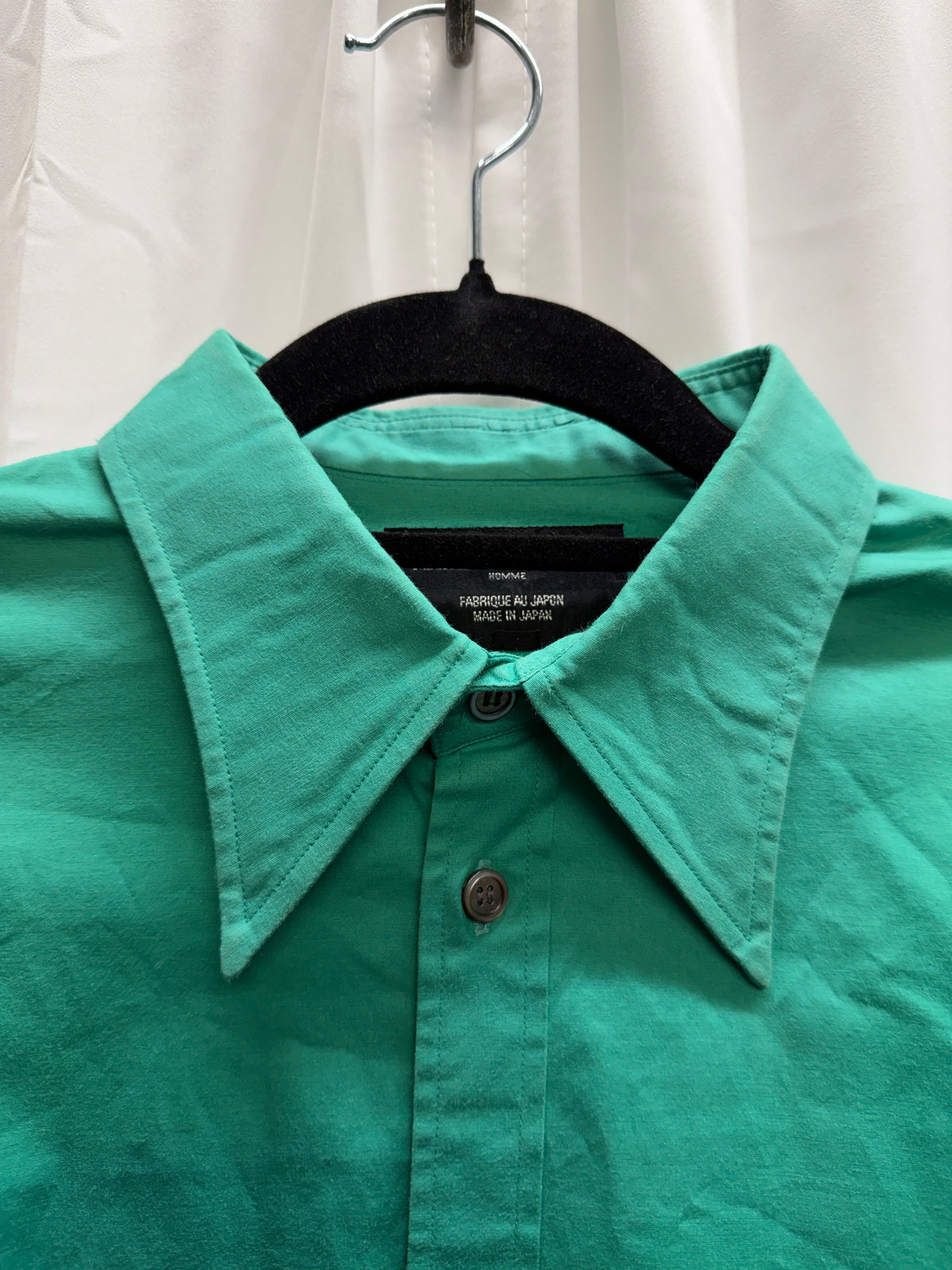 Masaki Matsushima 1990s Vivid Green Point Collar Shirt (S)