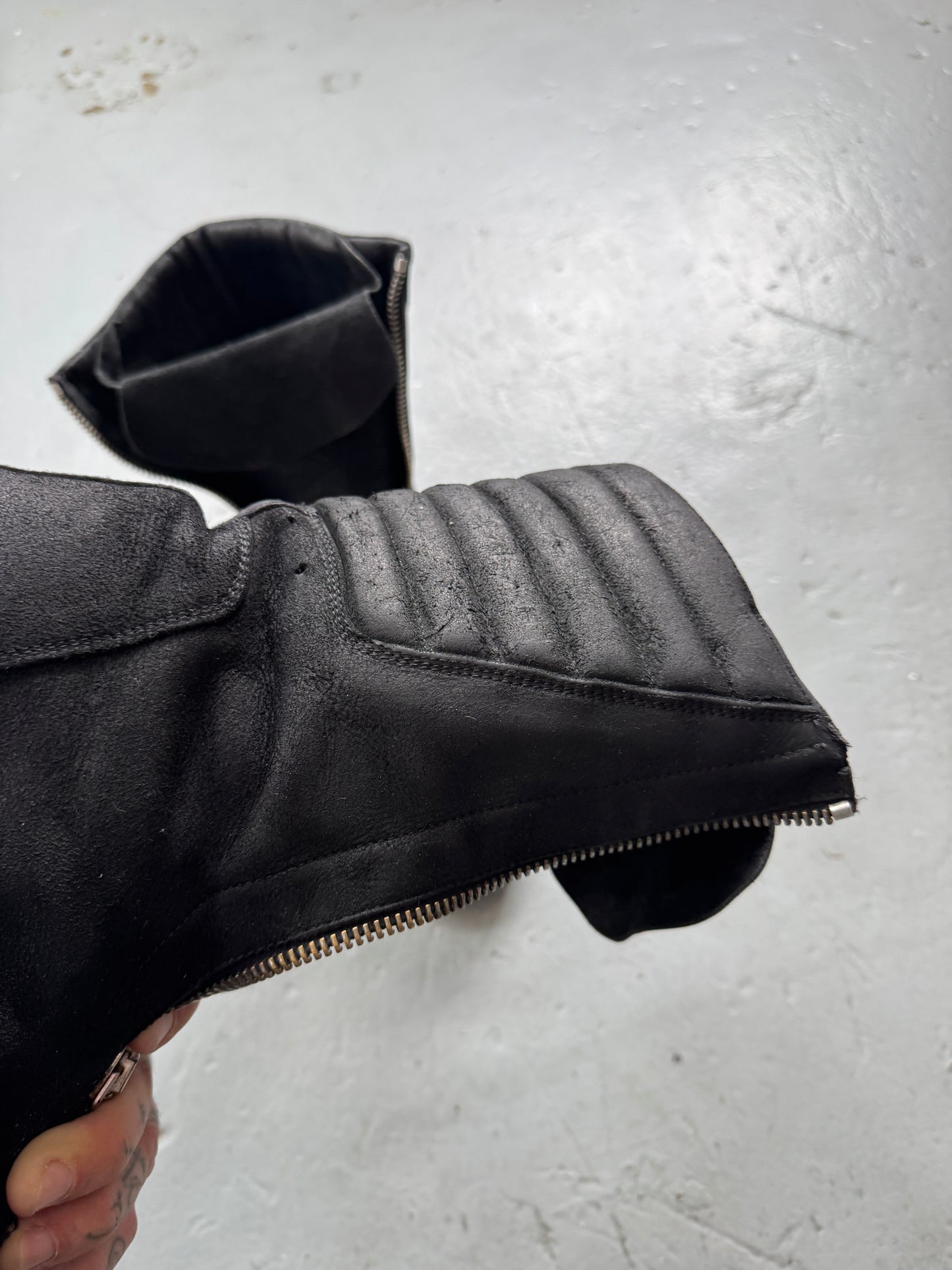 Rick Owens AW11 Limo Blistered Reverse Leather Mohawk Creeper Boot