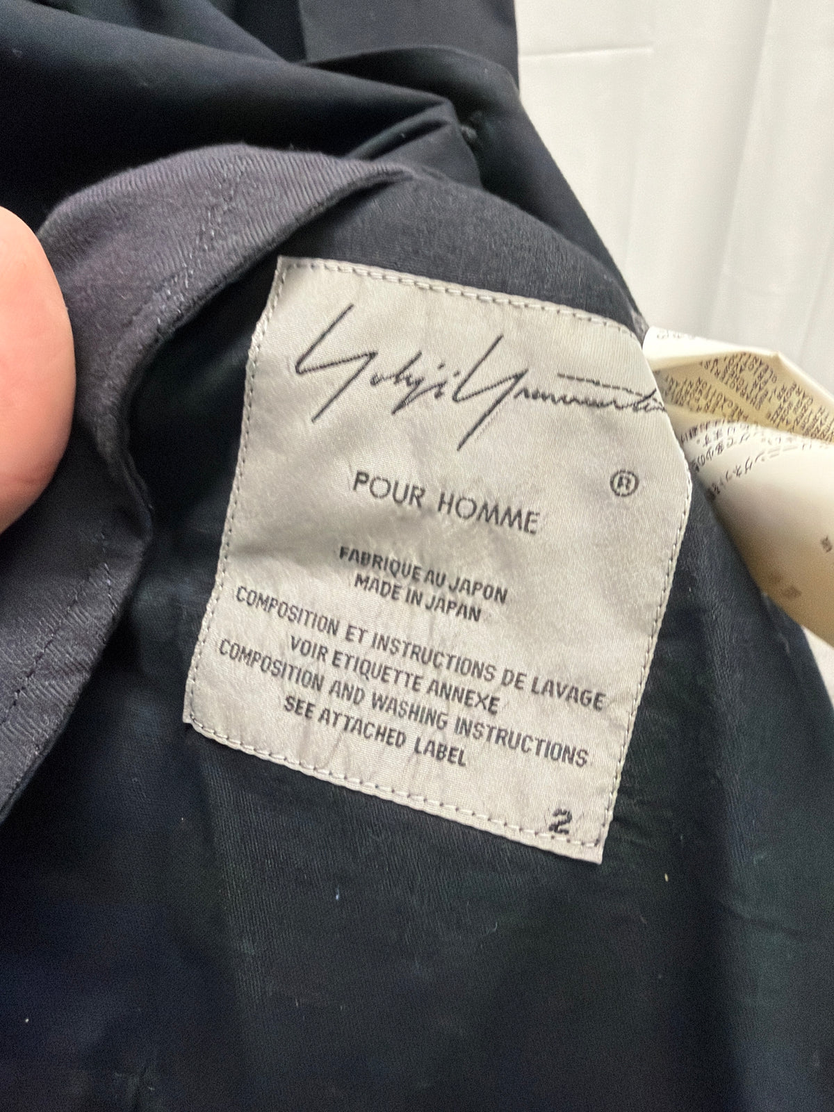 Yohji Yamamoto Pour Homme Attached Scarf Long Shirt Coat (M)
