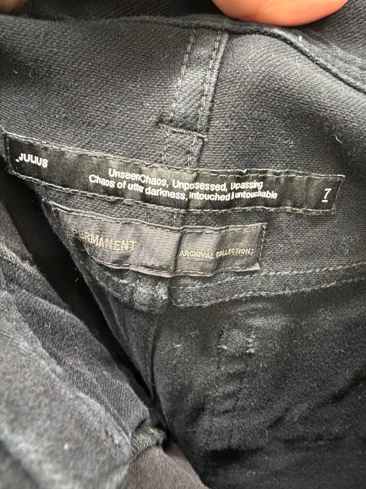 Julius 7 Permanent Collection Gas Rider Moto Waxed Twisted Jeans (S)
