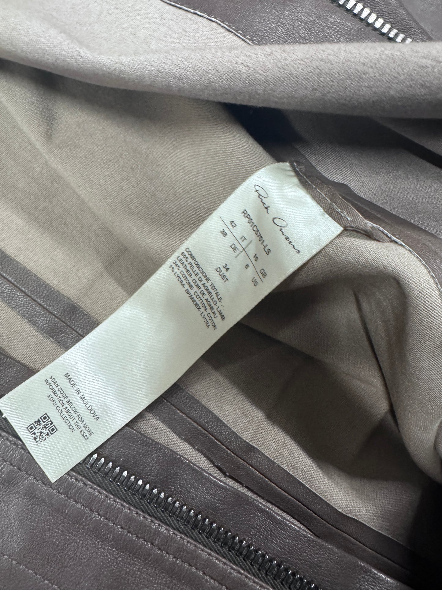 Rick Owens EDFU Stretch Leather Mollino Jacket