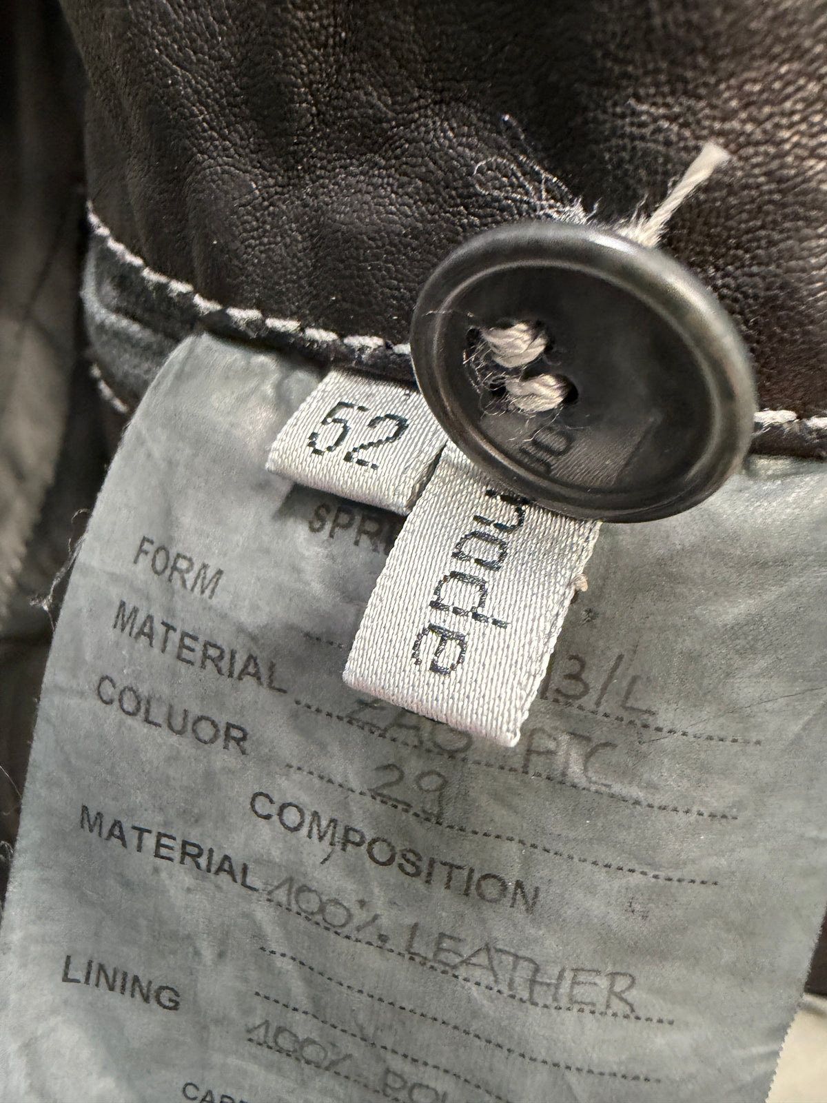 Carol Christian Poell SS06 Male U-Turn LM-2113/L ZAG-PTC/29 Garment-Dyed Leather Scarstitch Blazer (XL)
