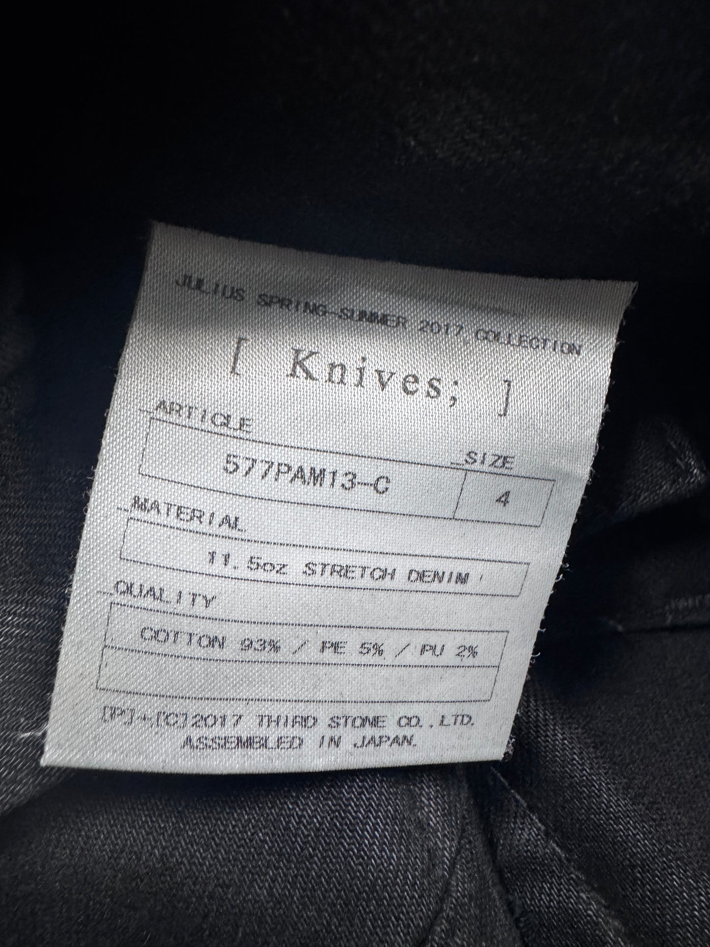 Julius SS17 Knives Layer Knee Waxed Jeans