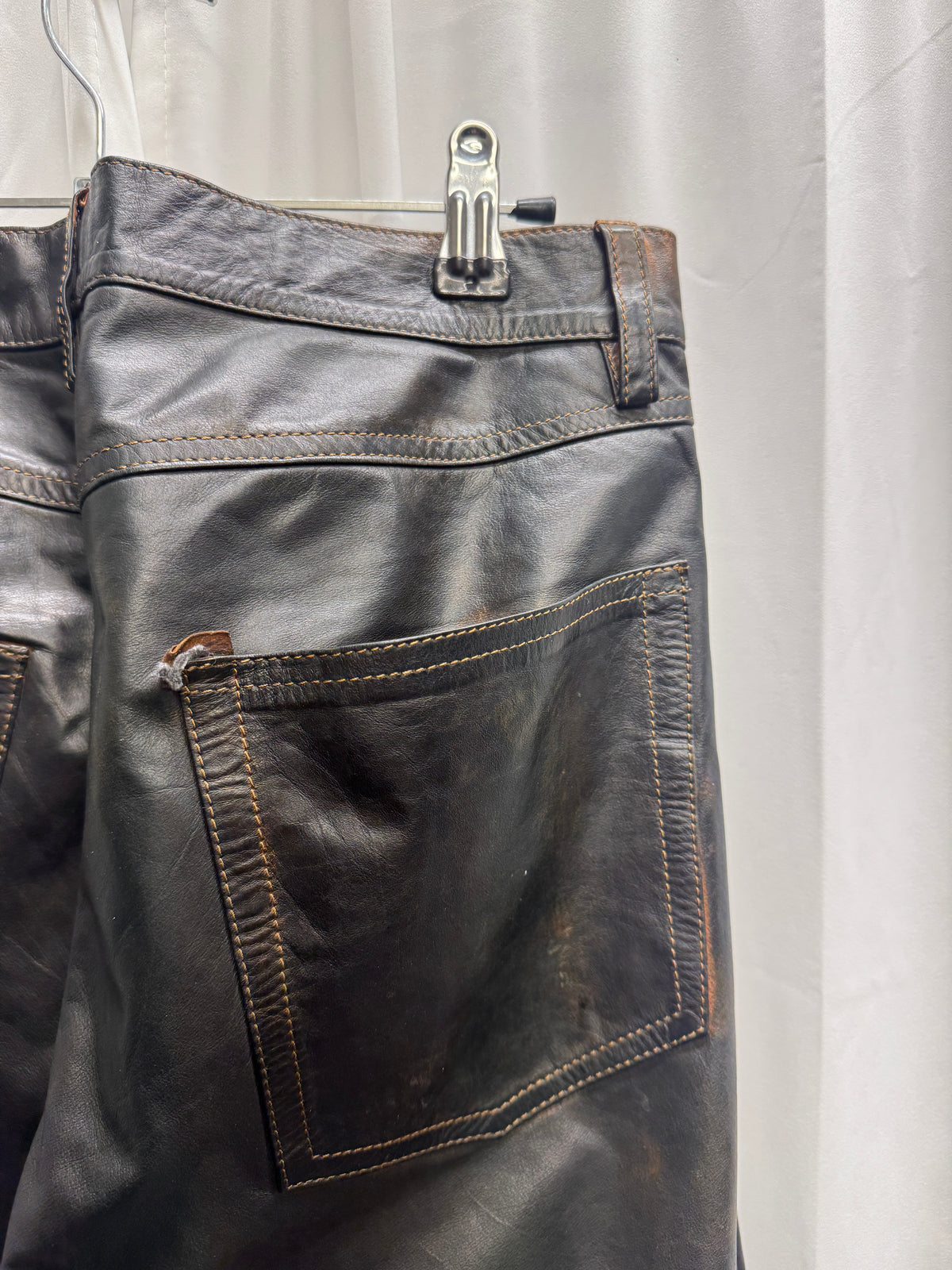Dries Van Noten early-2000s black leather trousers