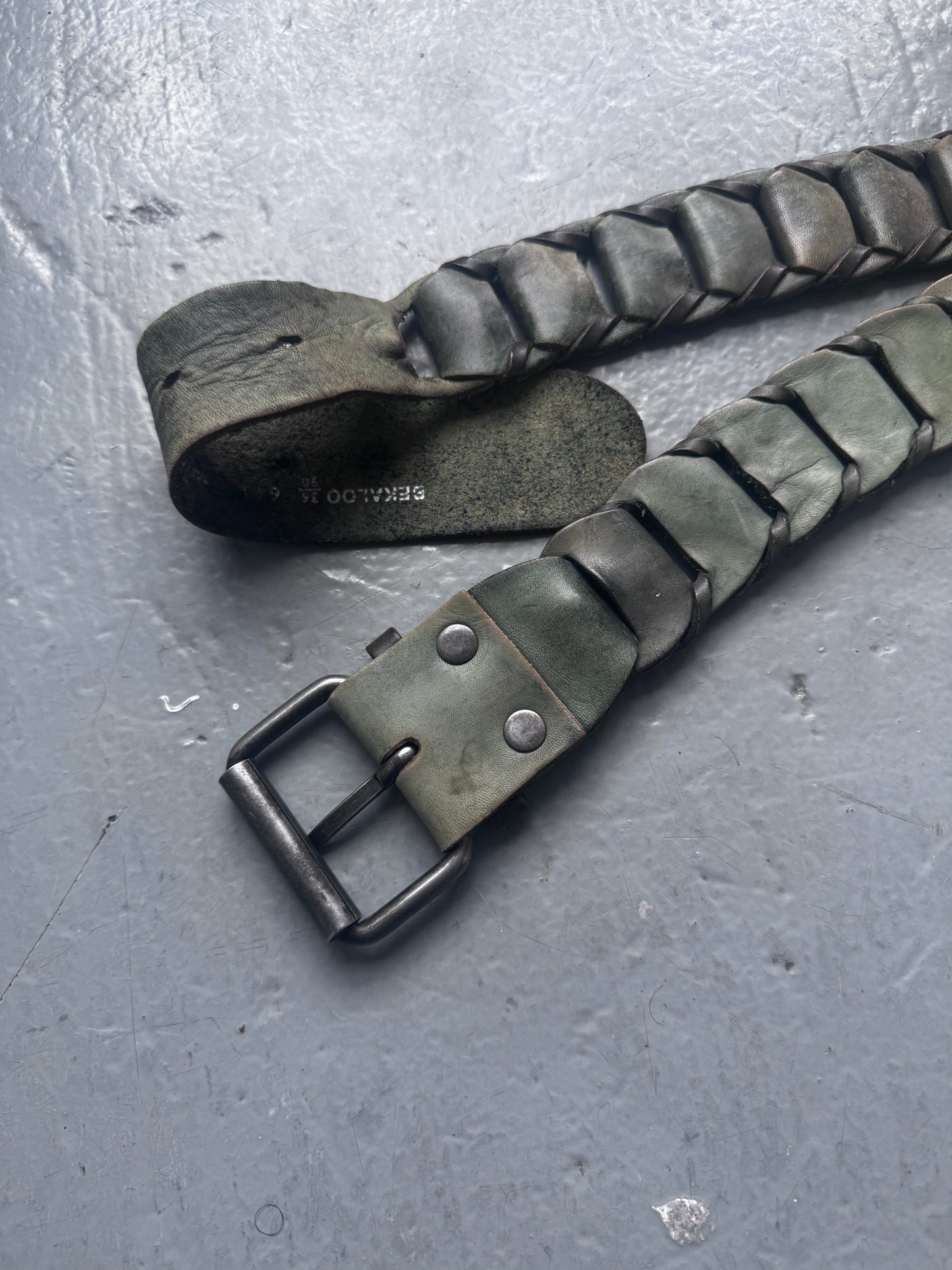 green leather belt 32 max