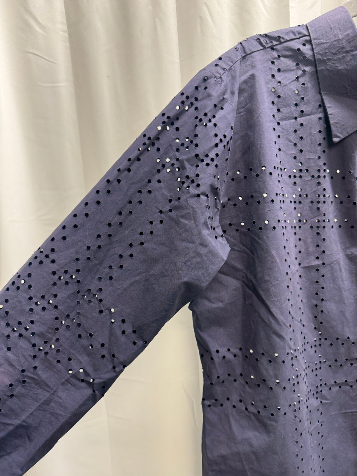 Makh Madim Perforated Laser Cut Purple Dress Shirt