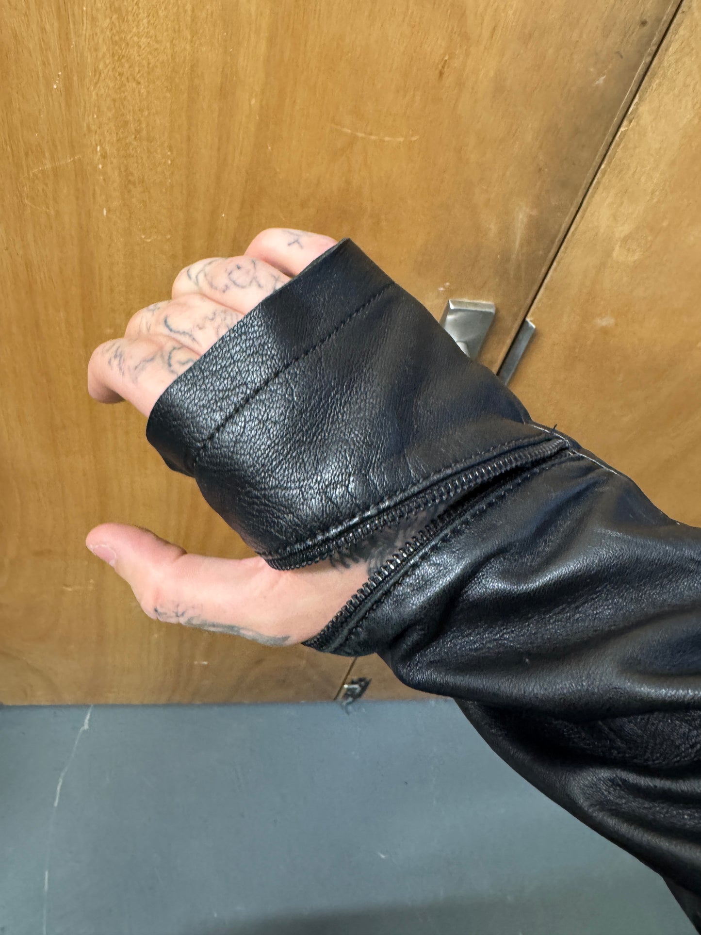 barbara i gongini zip thumbhole leather jacket