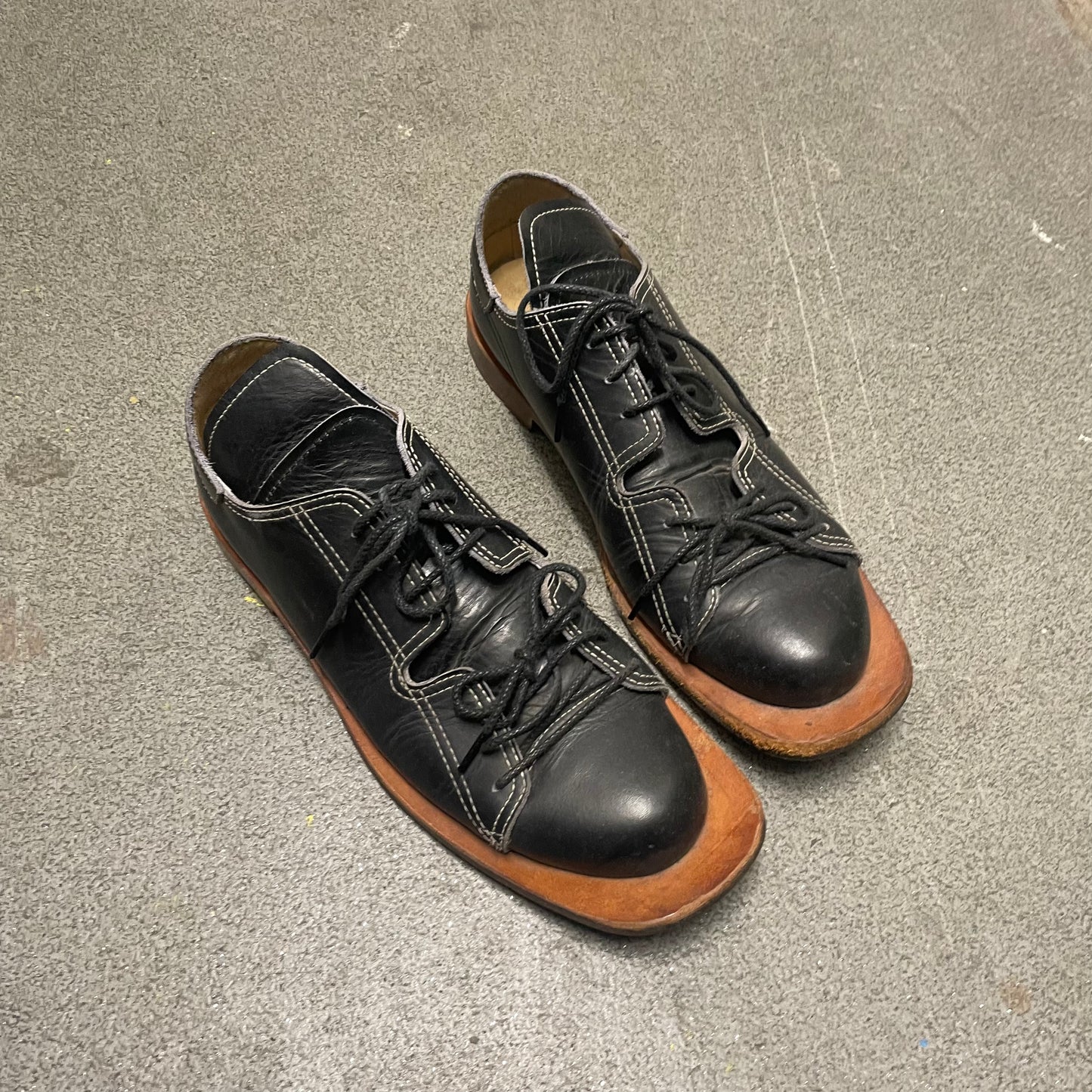 beauty:beast extended wooden sole double tongue derby