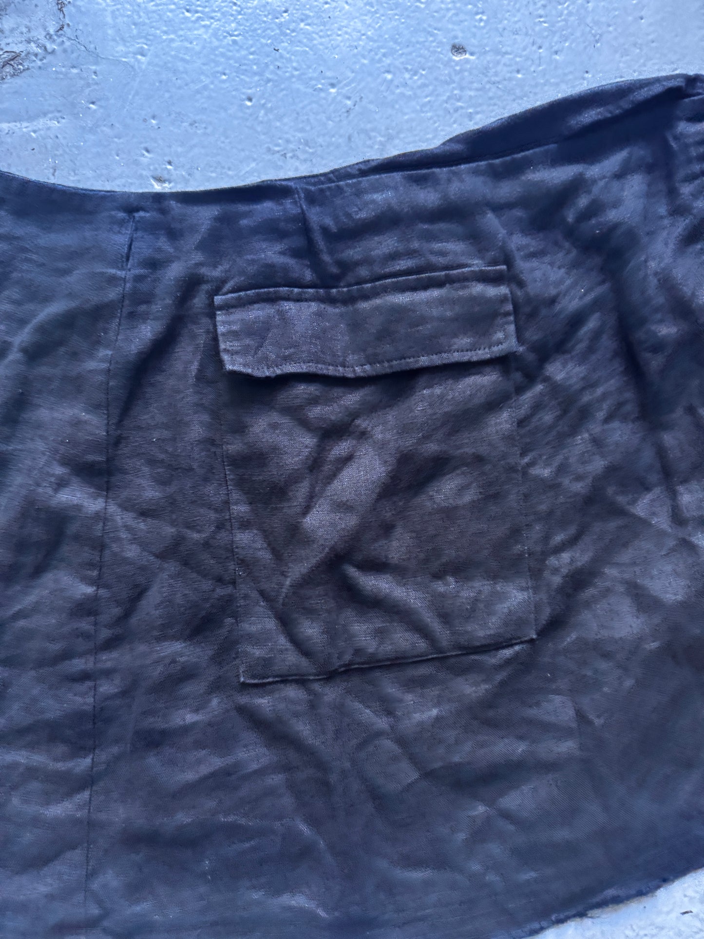 short linen wrap cargo skirt