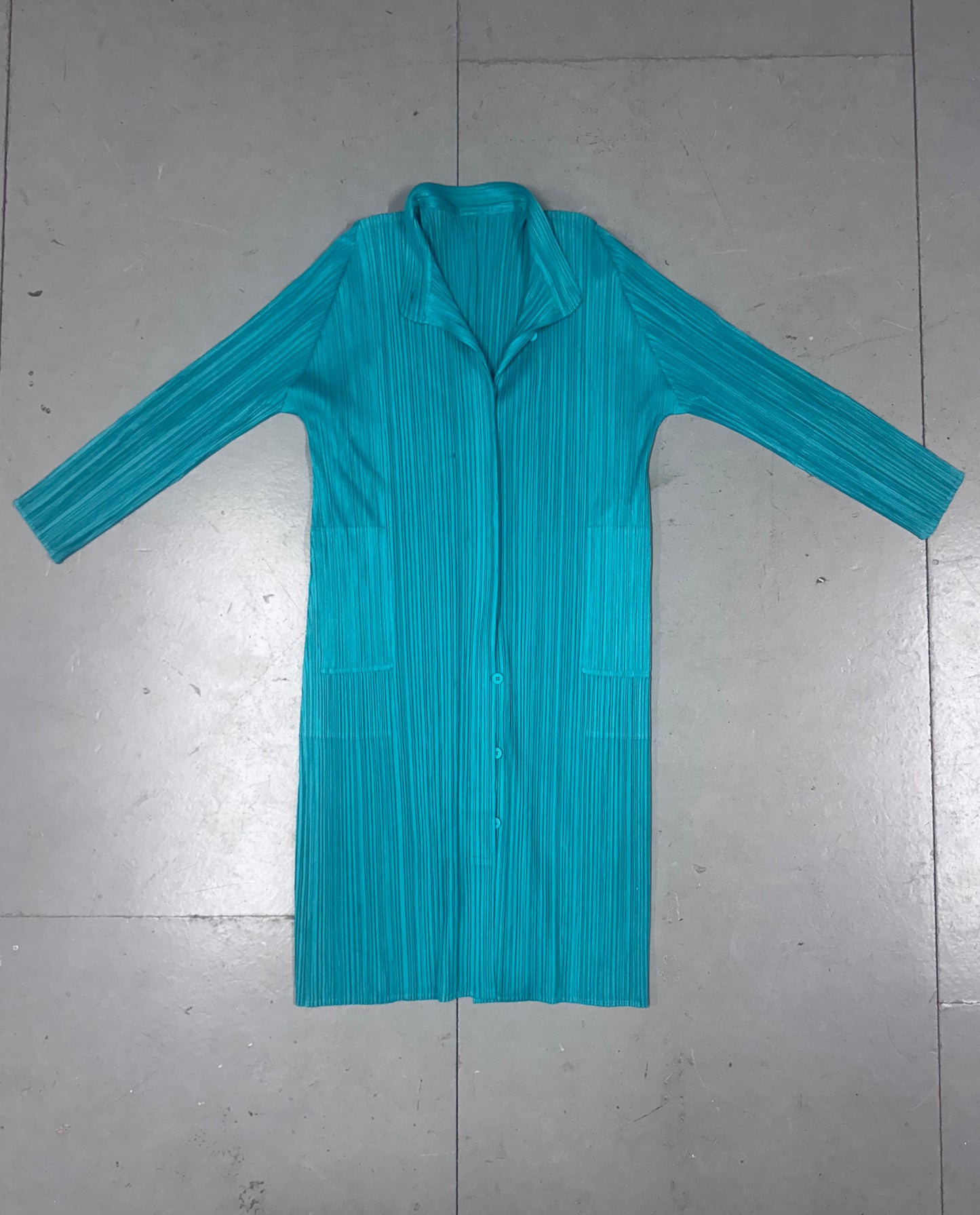 Issey Miyake Pleats Please Teal Dress