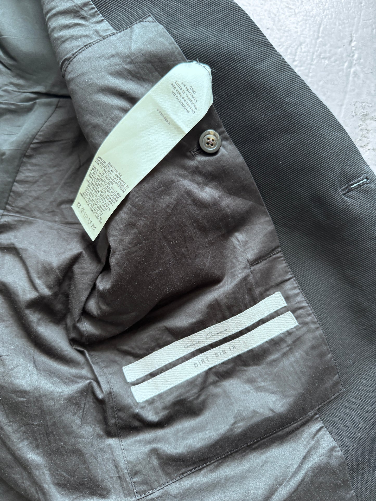 rick owens ss18 dirt single button blazer