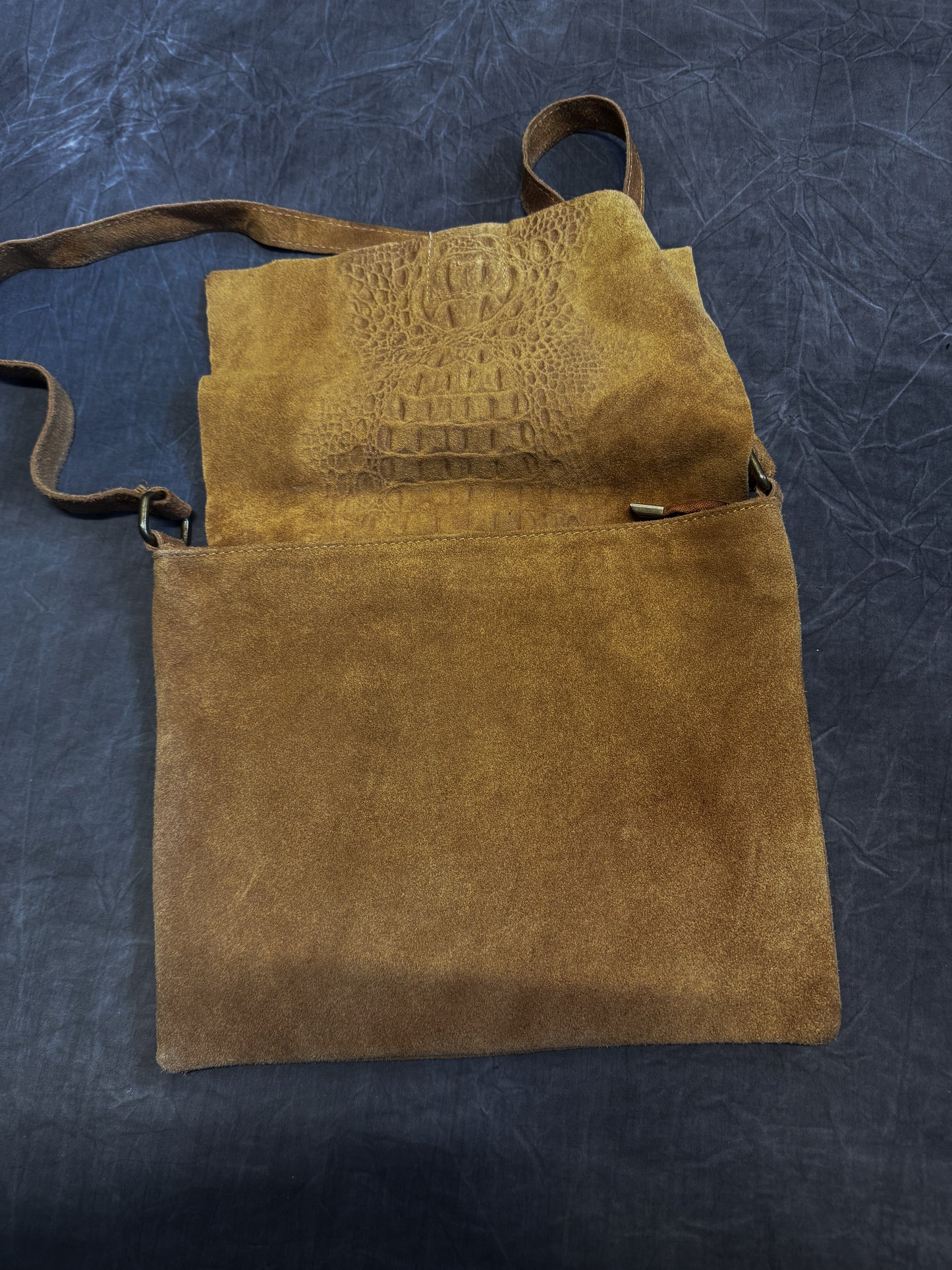 Leather + Suede Alligator Crossbody Bag