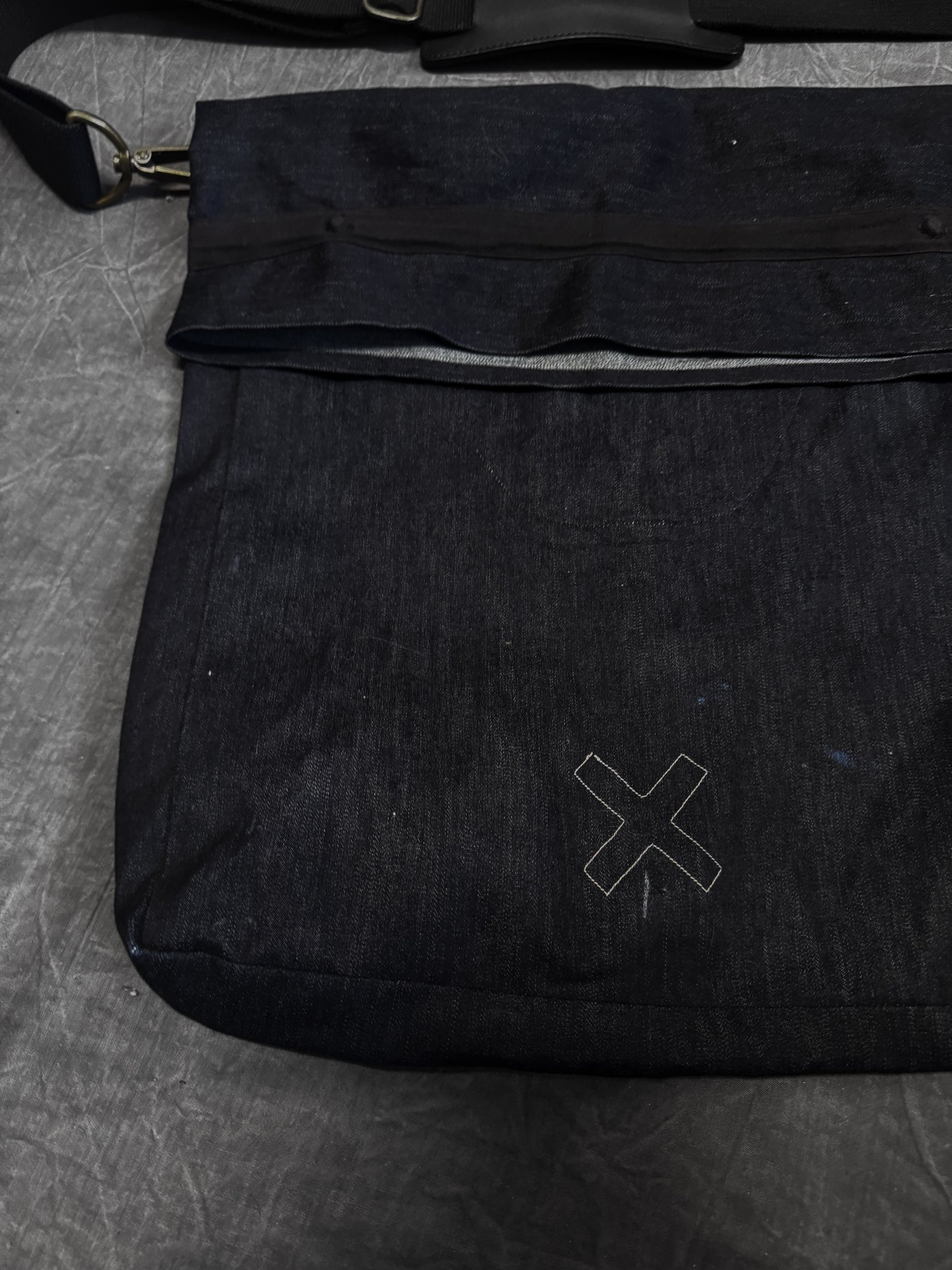 Denim / Leather 2-Way Crossbody Bag