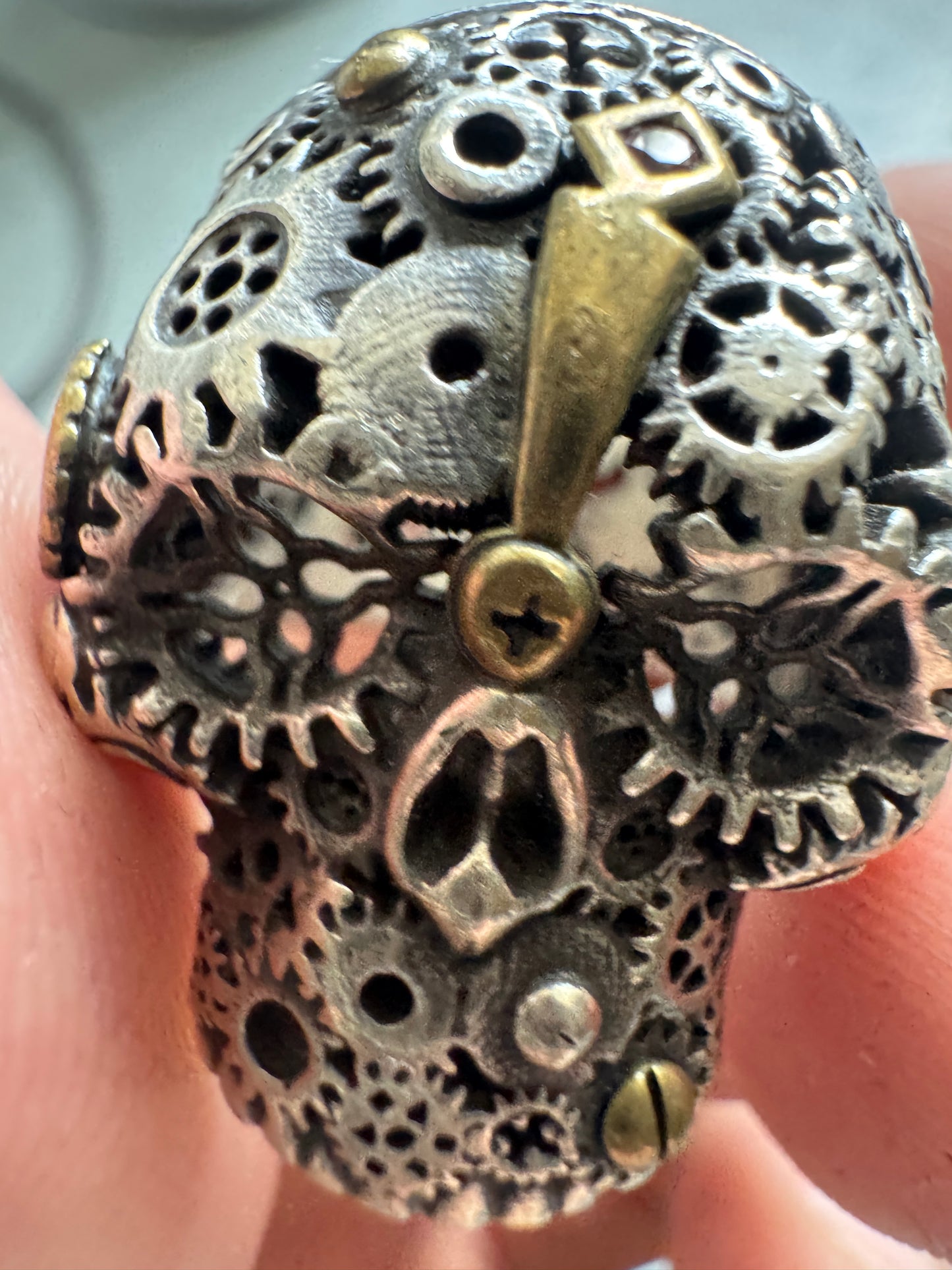 vintage japanese large silver skull ring