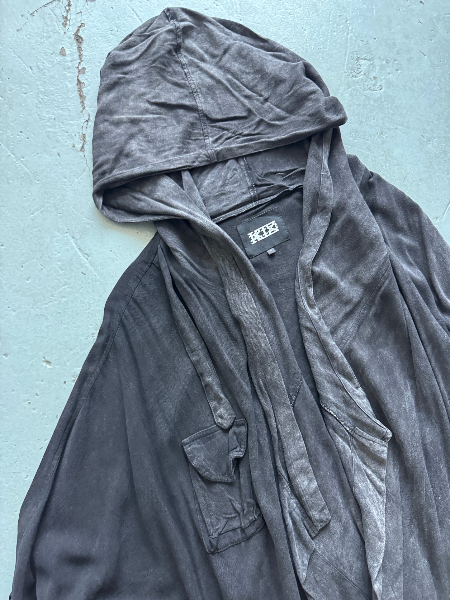 KTZ Oversized Overdyed Heavy Drape Witch Hooded Jacket