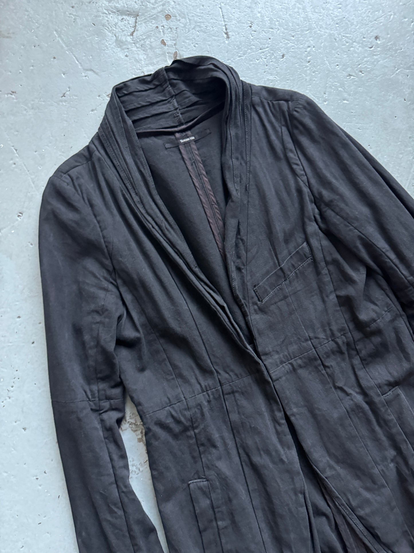 yasuyuki isshi denim metal clasped tailcoat