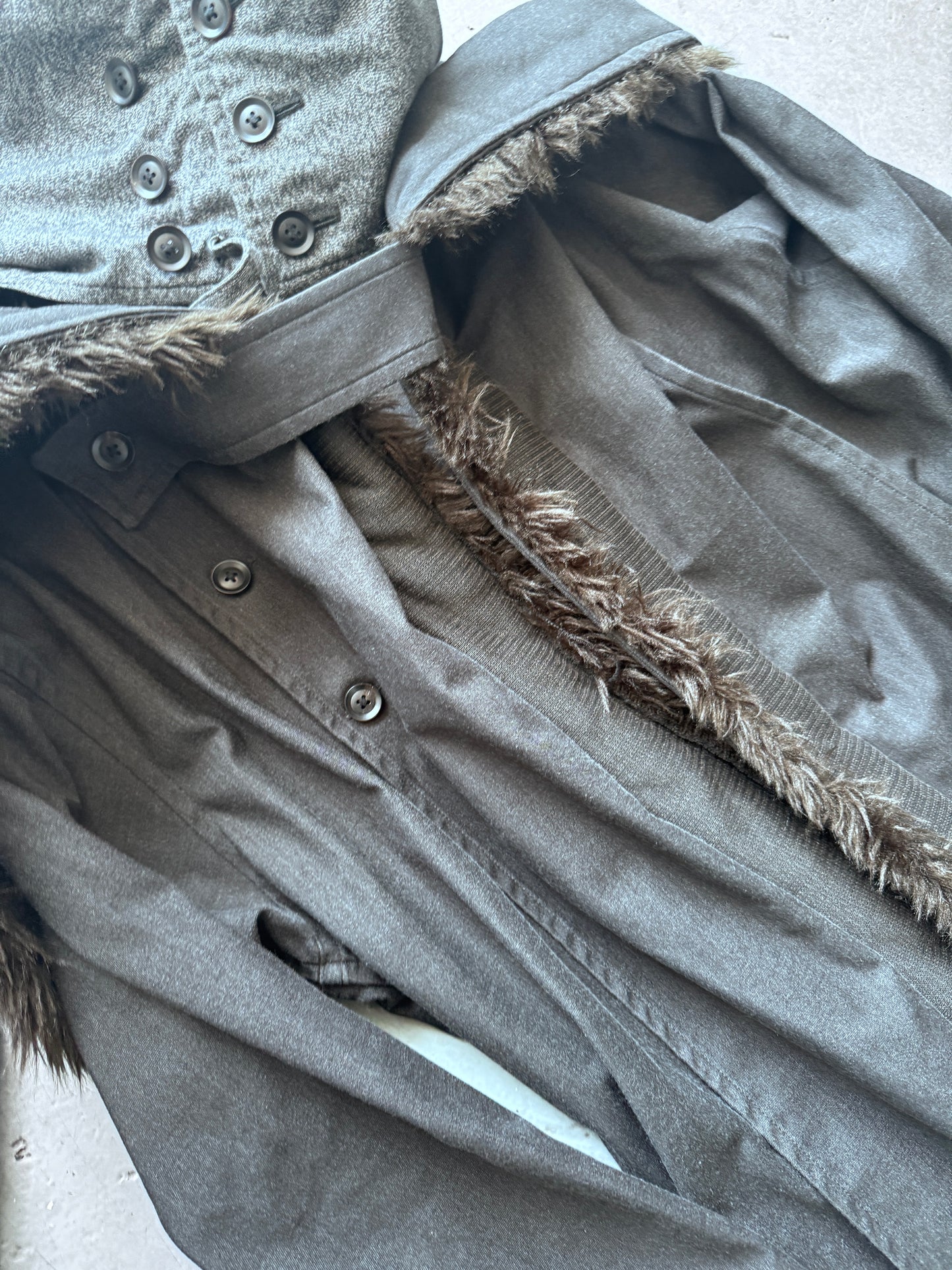 yohji yamamoto pour homme modular fur trim coat M/L