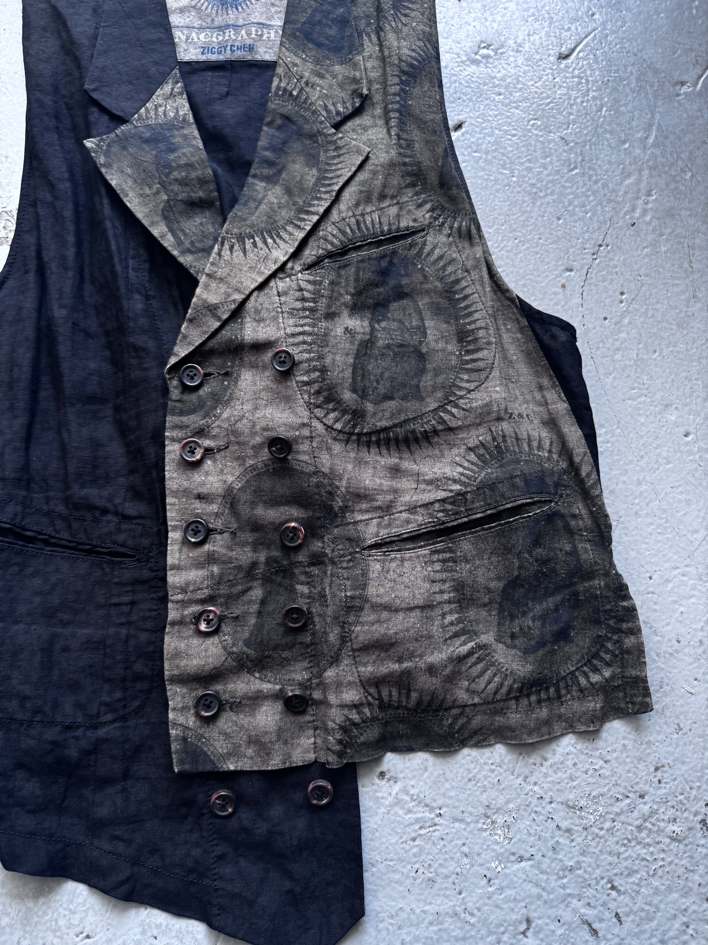 ziggy chen linen asymmetric waistcoat M