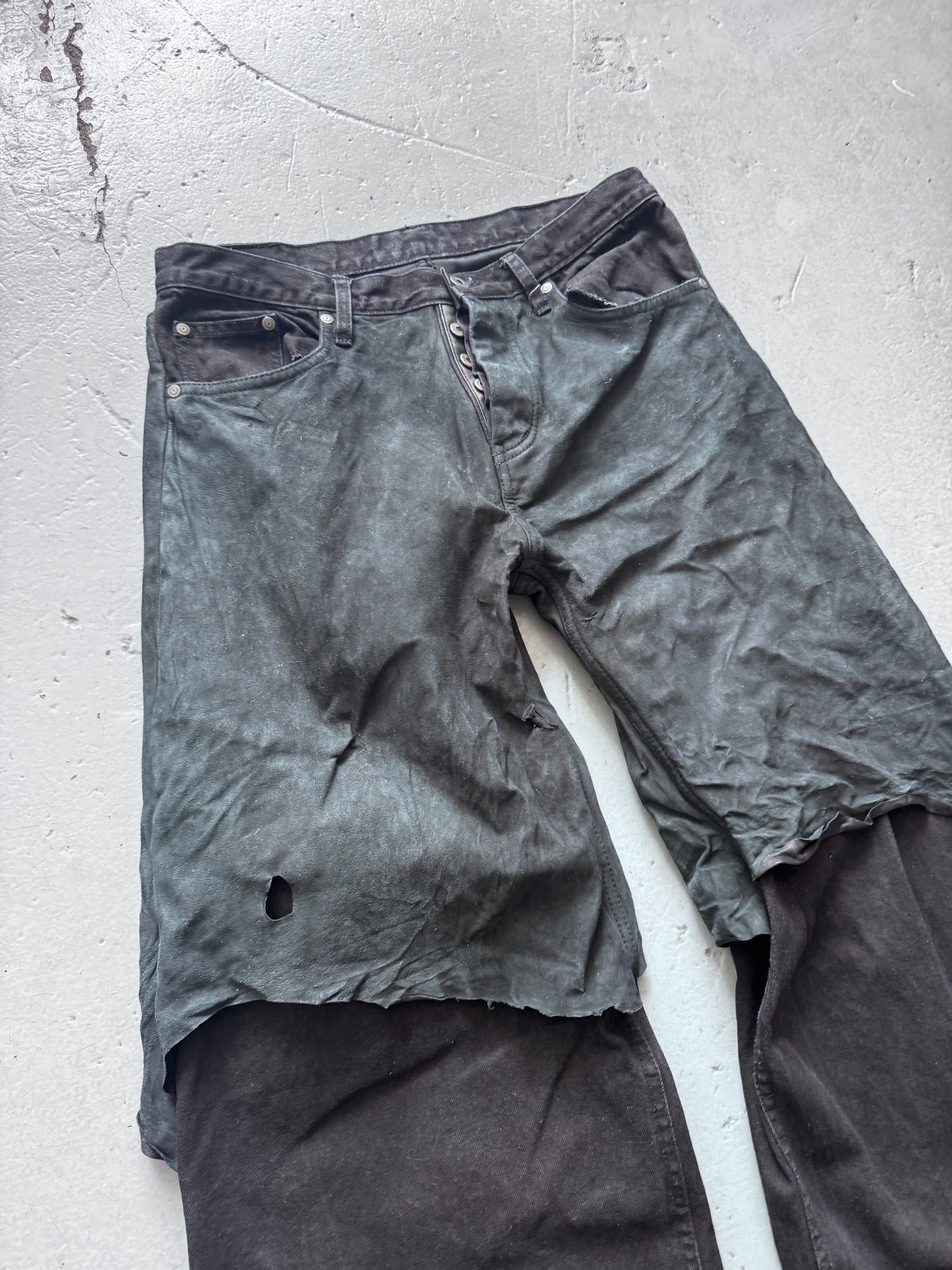 paradoxe paris layered reverse leather jean 34