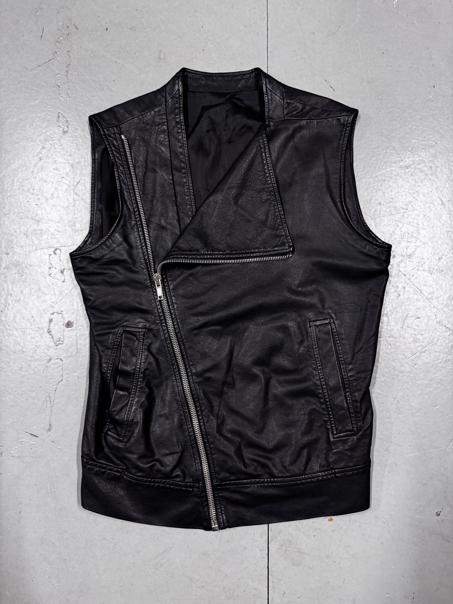 Rick Owens Diagonal Zip Moto Vest