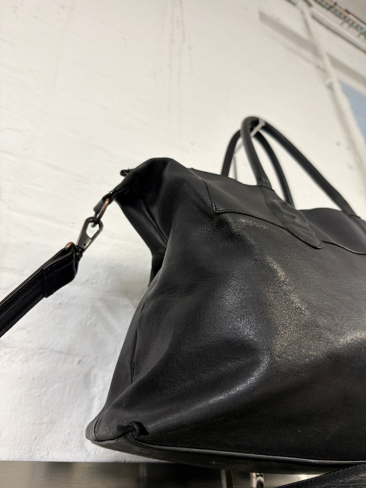 Mihara Yasuhiro 1990s Moulded Leather Buckle Crossbody Bag