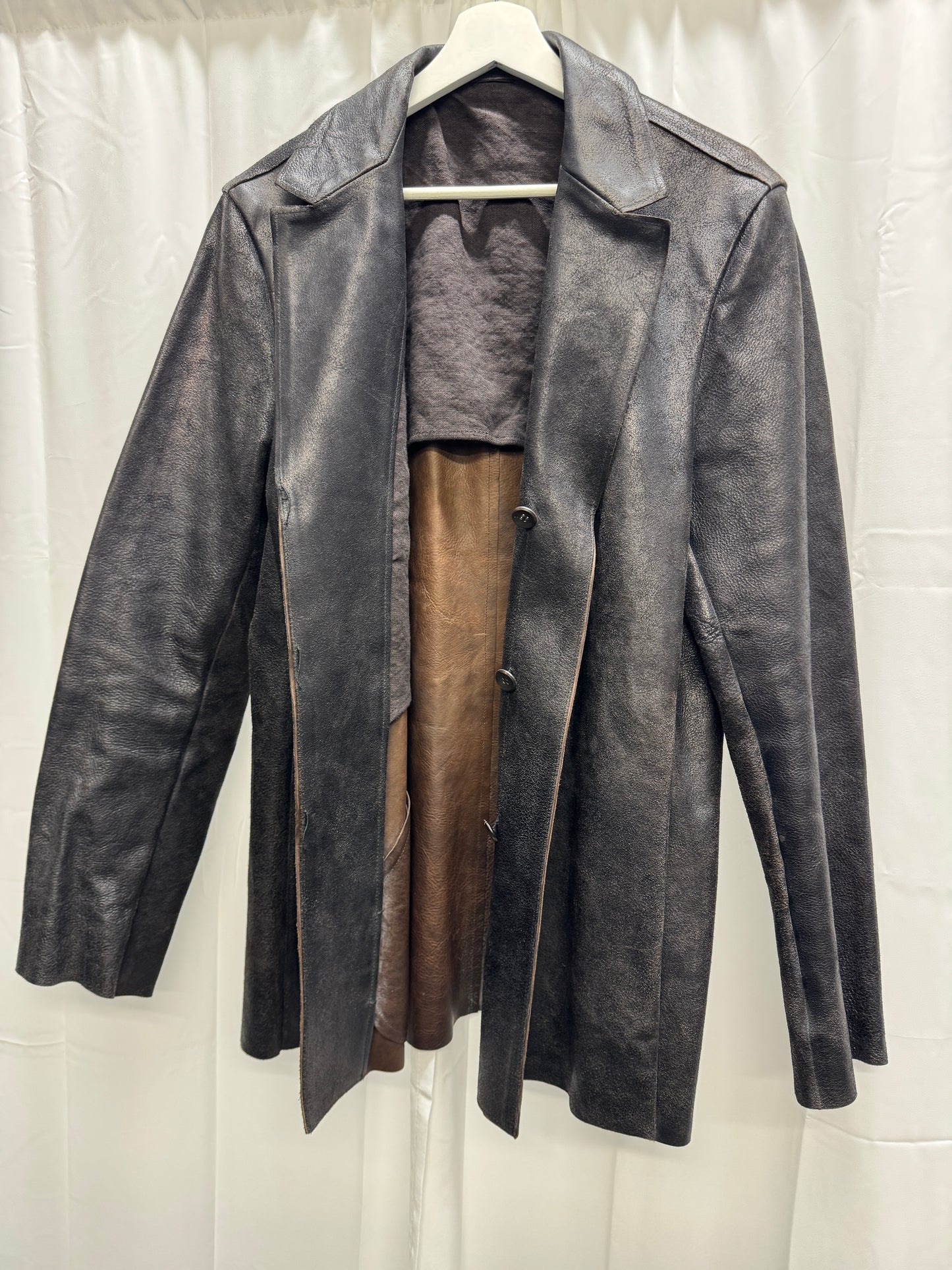 carpe diem maurizio altieri aw04 thick reverse leather collared button jacket