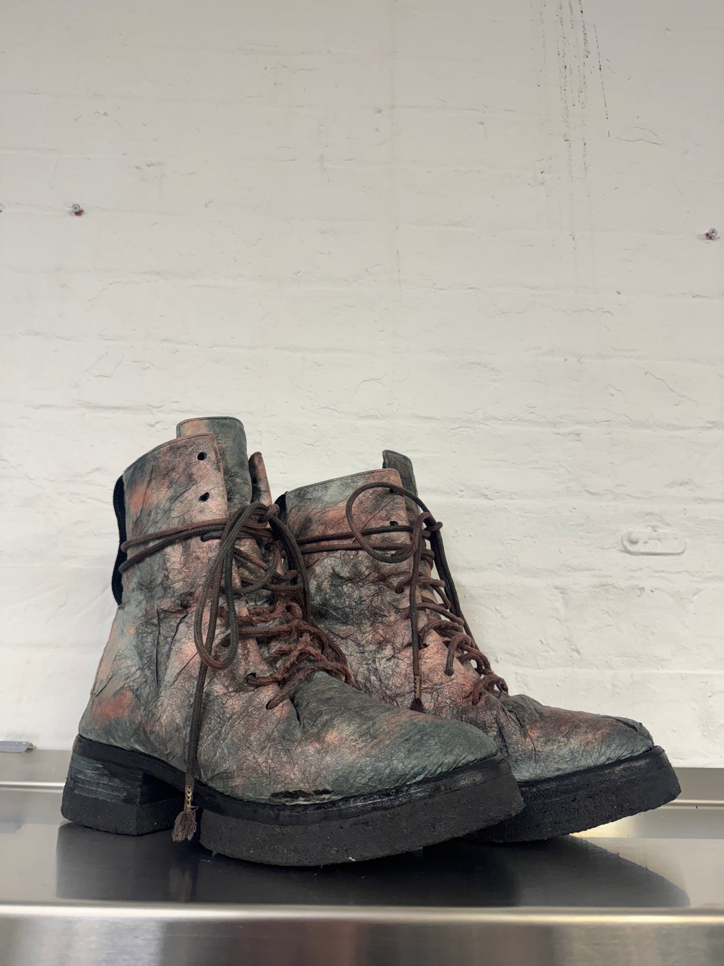 Carol Christian Poell PACAL Paper Dart Leather Combat Boots