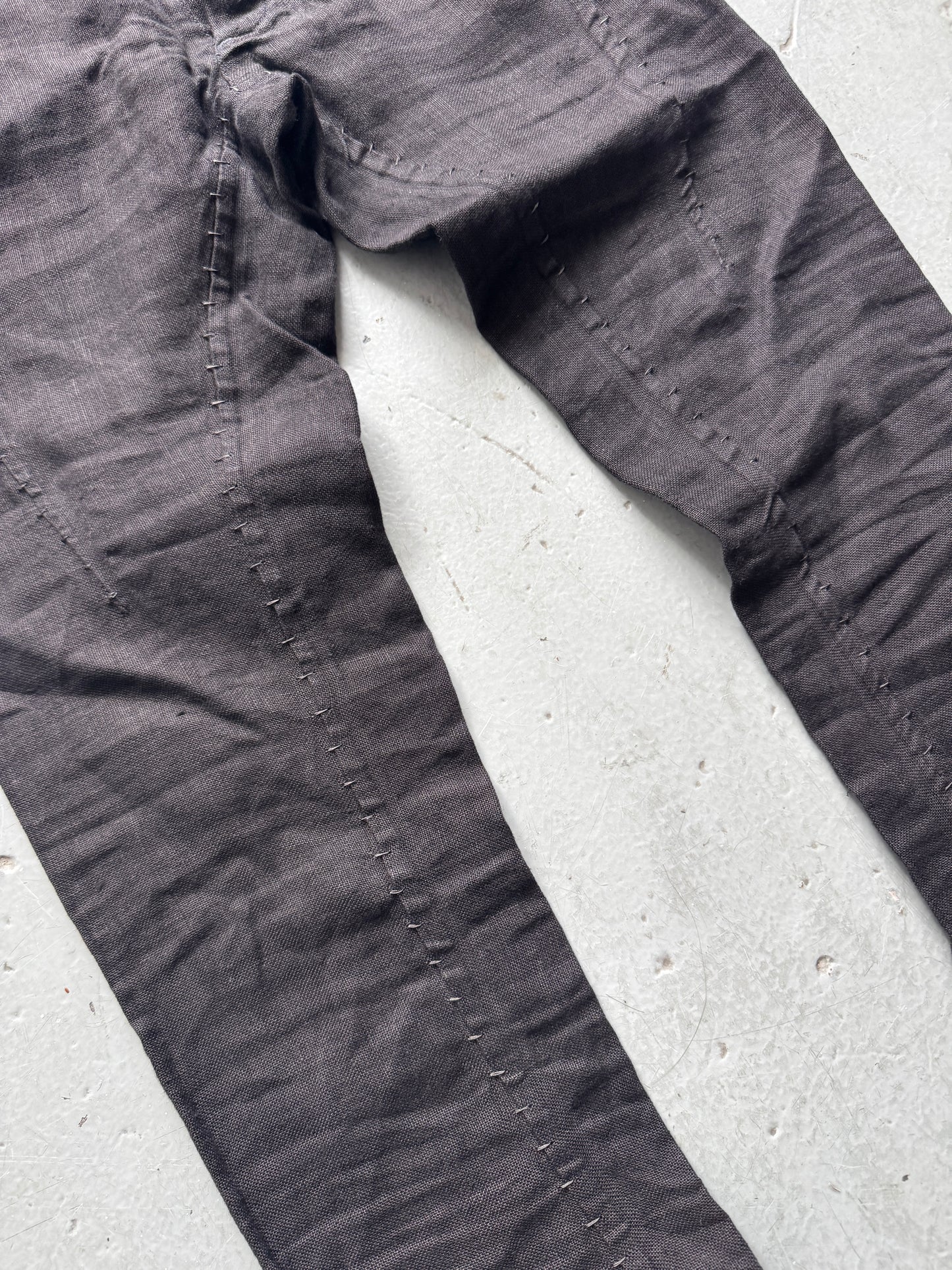 isaac sellam staple stitch metal detail linen twist pants