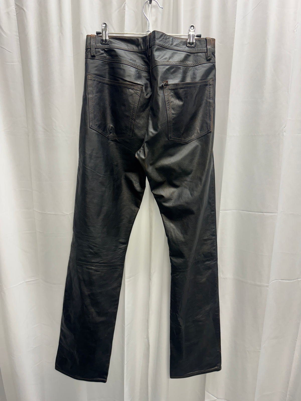 Dries Van Noten early-2000s black leather trousers