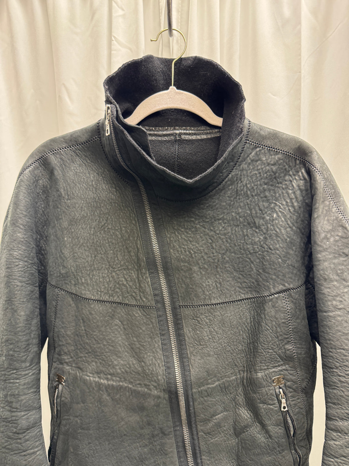 Isaac Sellam Black Textured Leather Jacket