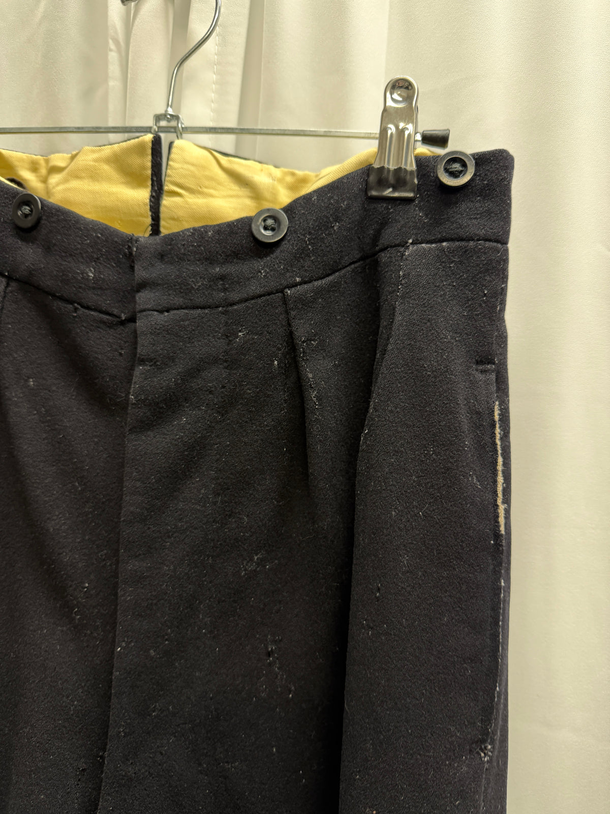 Antique Thrashed/Repaired Wool Wide-Leg Trousers (S)
