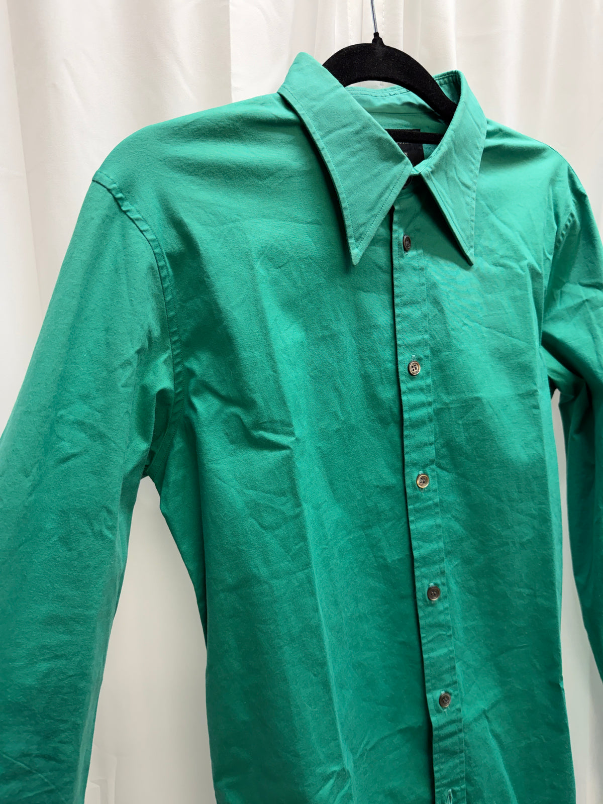 Masaki Matsushima 1990s Vivid Green Point Collar Shirt (S)