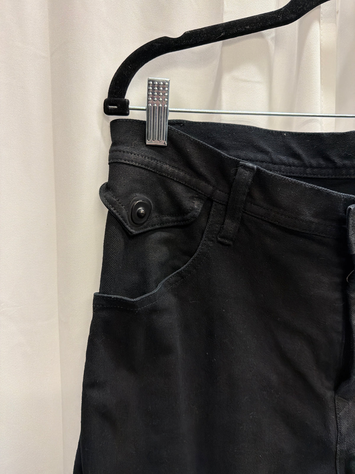 Julius 7 Permanent Collection Gas Rider Moto Waxed Twisted Jeans (S)