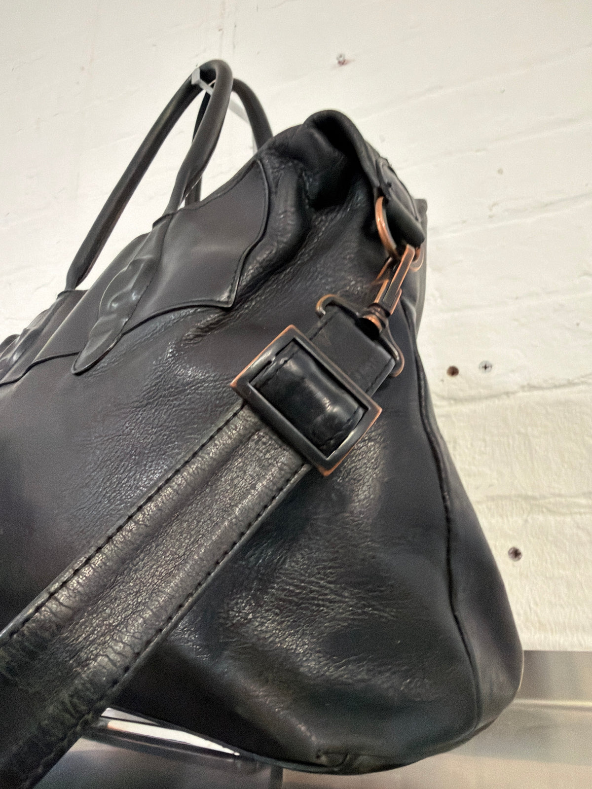 Mihara Yasuhiro 1990s Moulded Leather Buckle Crossbody Bag