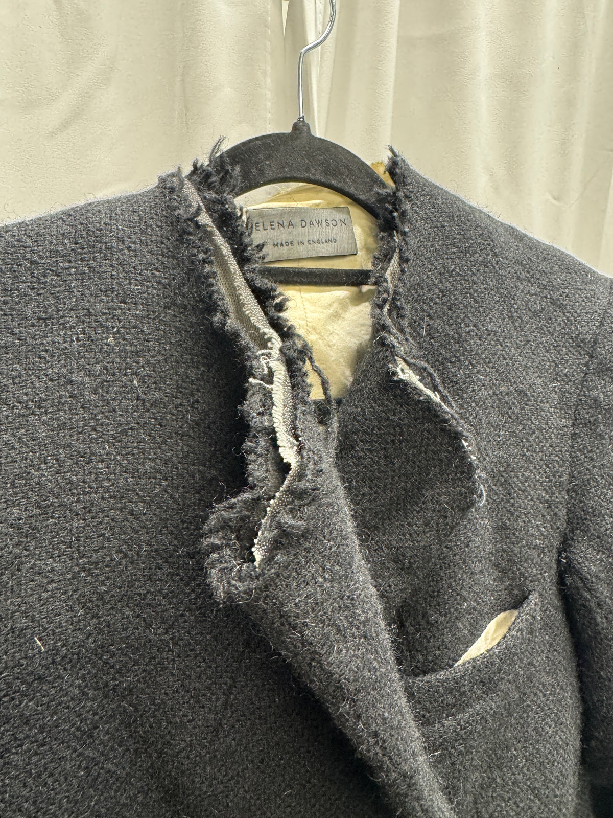Elena Dawson Raw Wool Scarf Attachment Tailored Blazer
