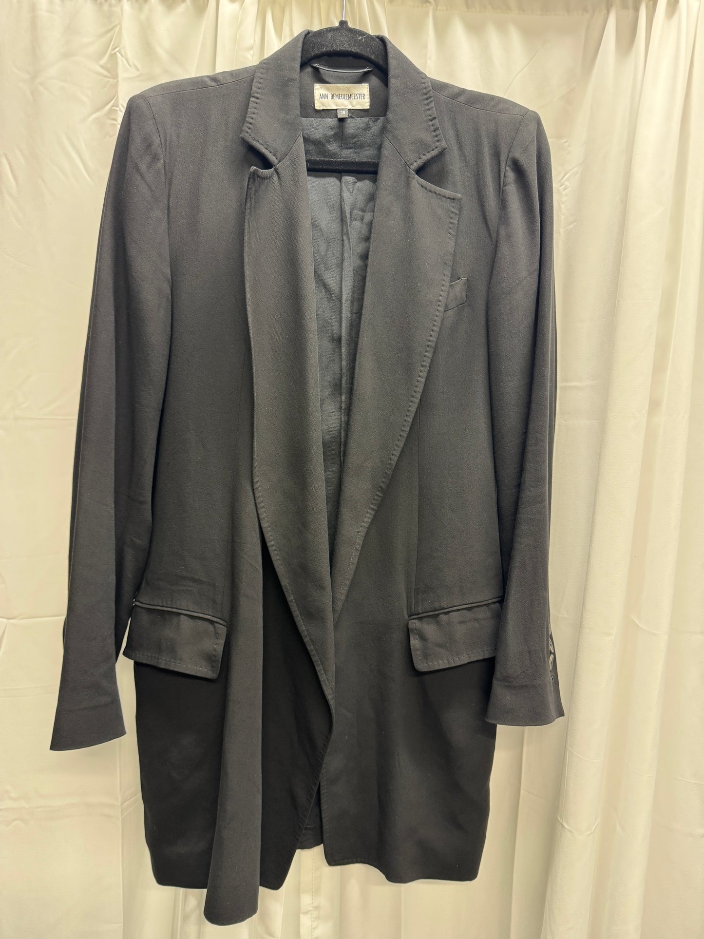 ann demeulemeester open front deep lapel coat