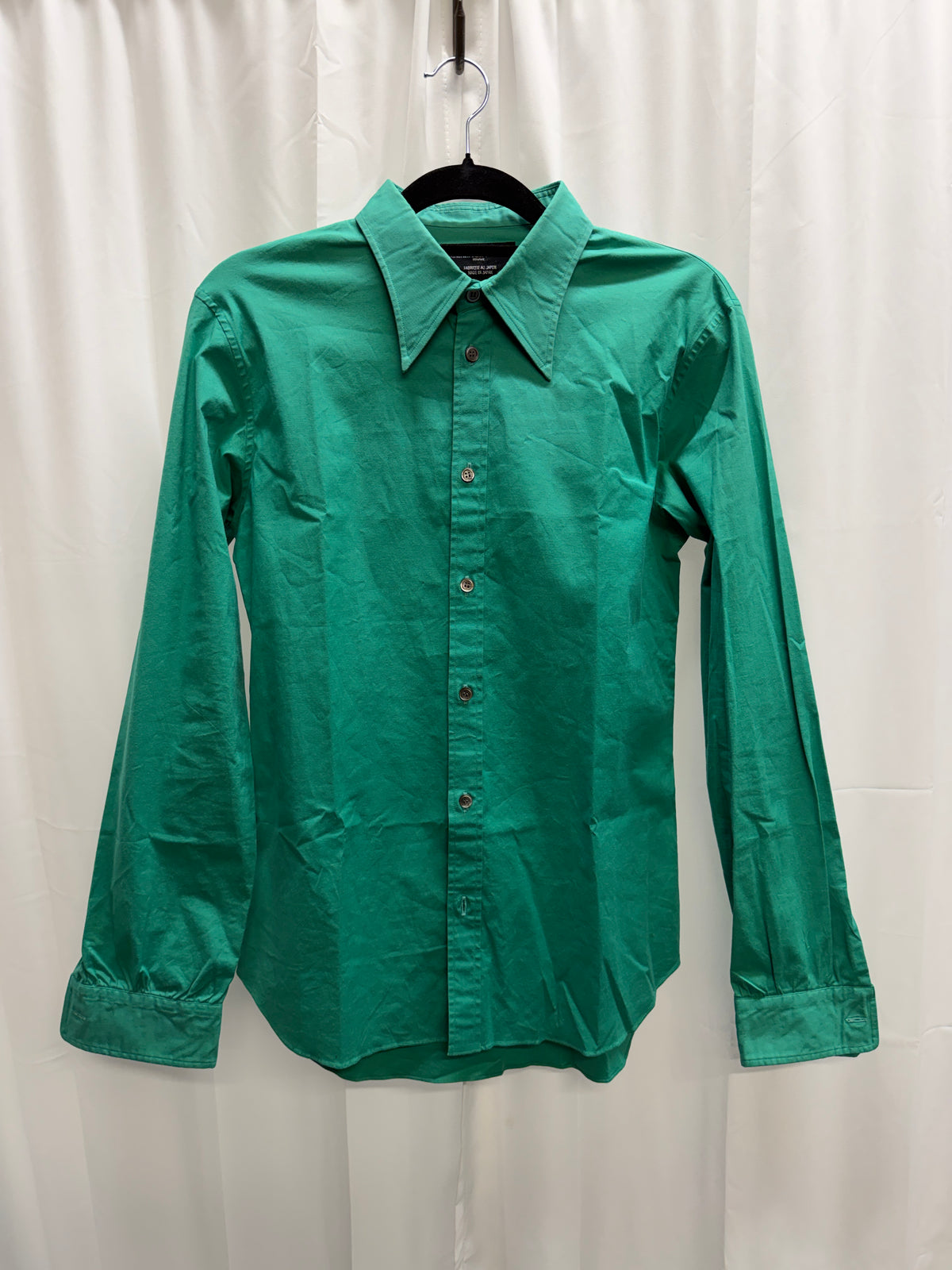 Masaki Matsushima 1990s Vivid Green Point Collar Shirt (S)