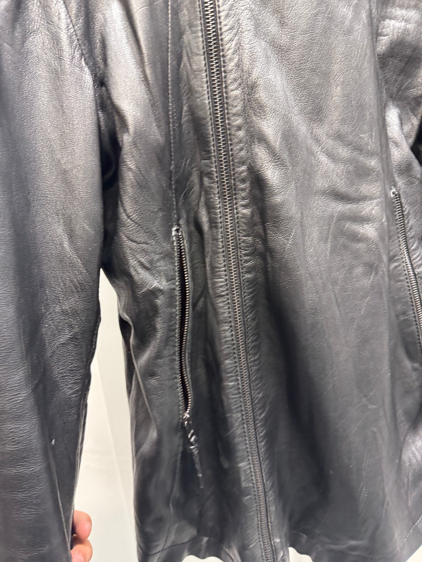 barbara i gongini zip thumbhole leather jacket