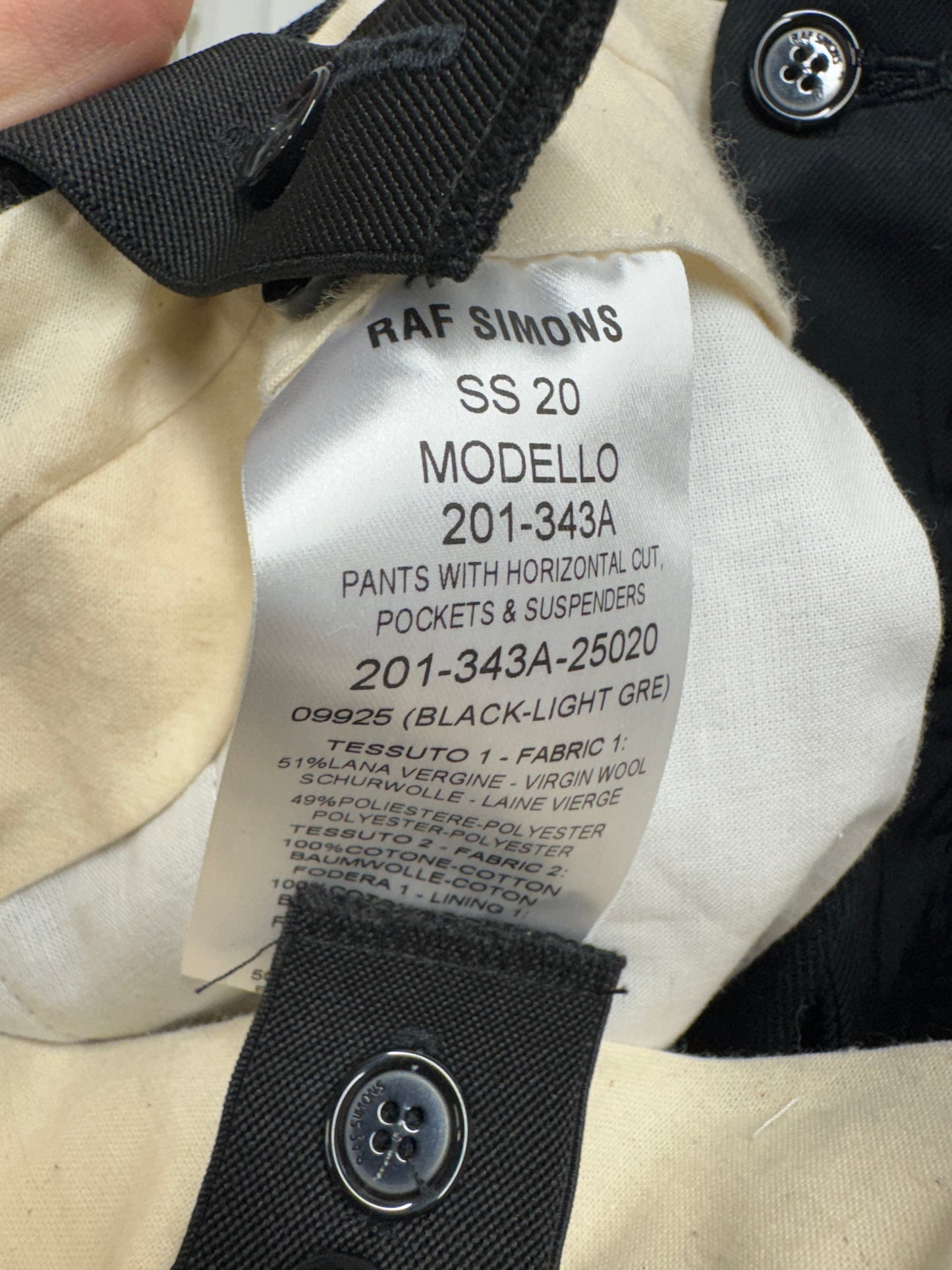 Raf Simons SS20 Modello Split Trouser