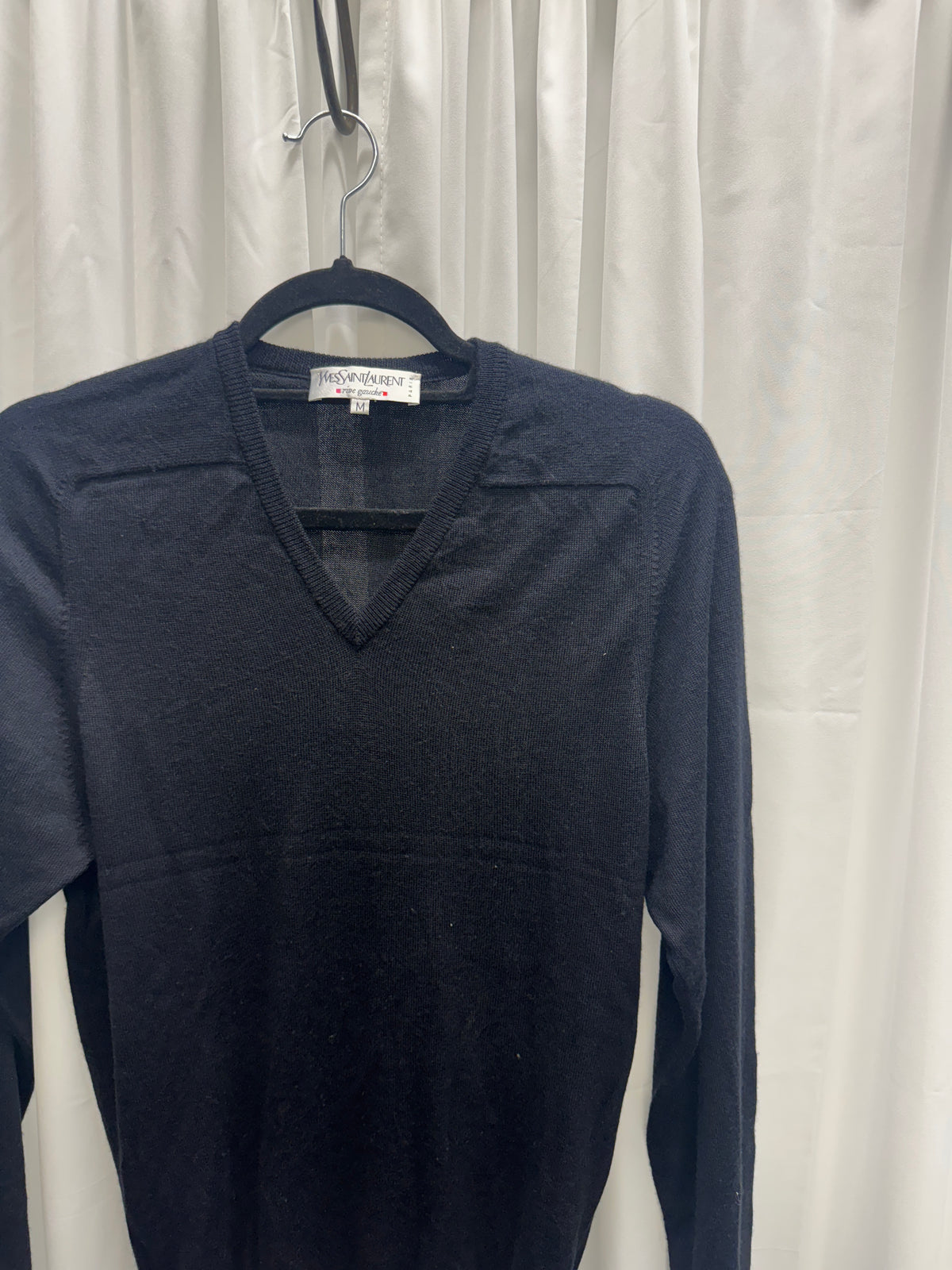 YSL Rive Gauche - 00 Hedi Slimane Silk/Cashmere Square Chest Sweater
