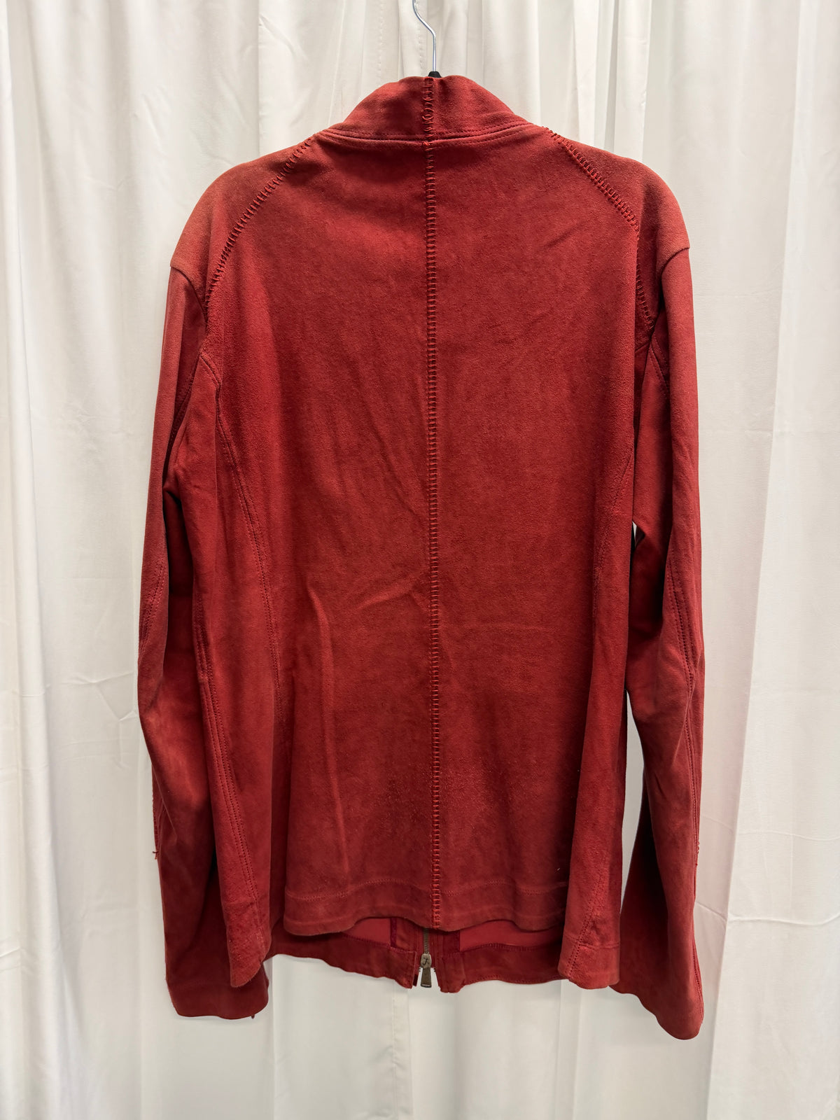 10Sei0Otto Stretch Leather Red Overlock Jacket (L)