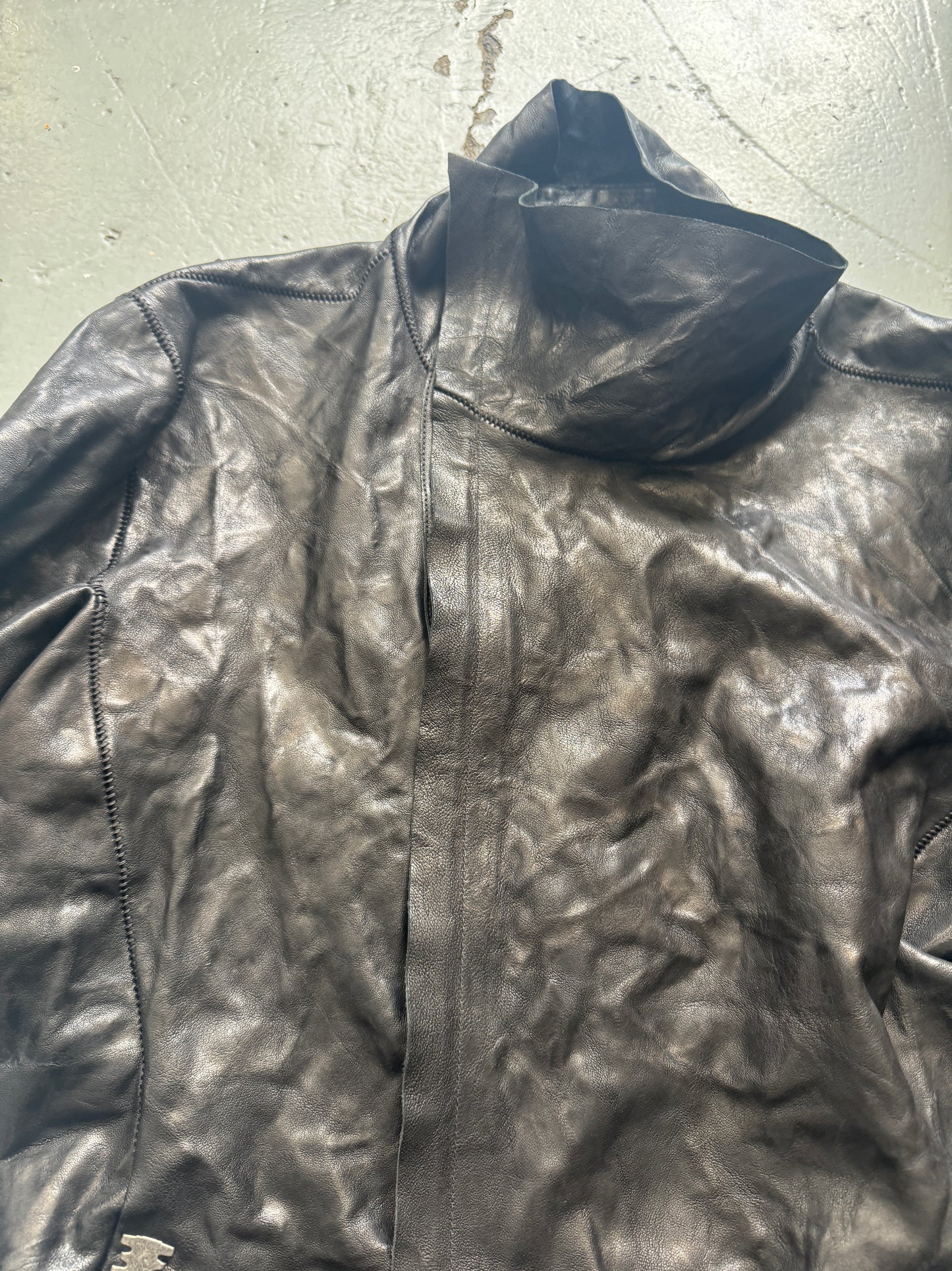 isaac sellam spine and elbow staple leather jacket