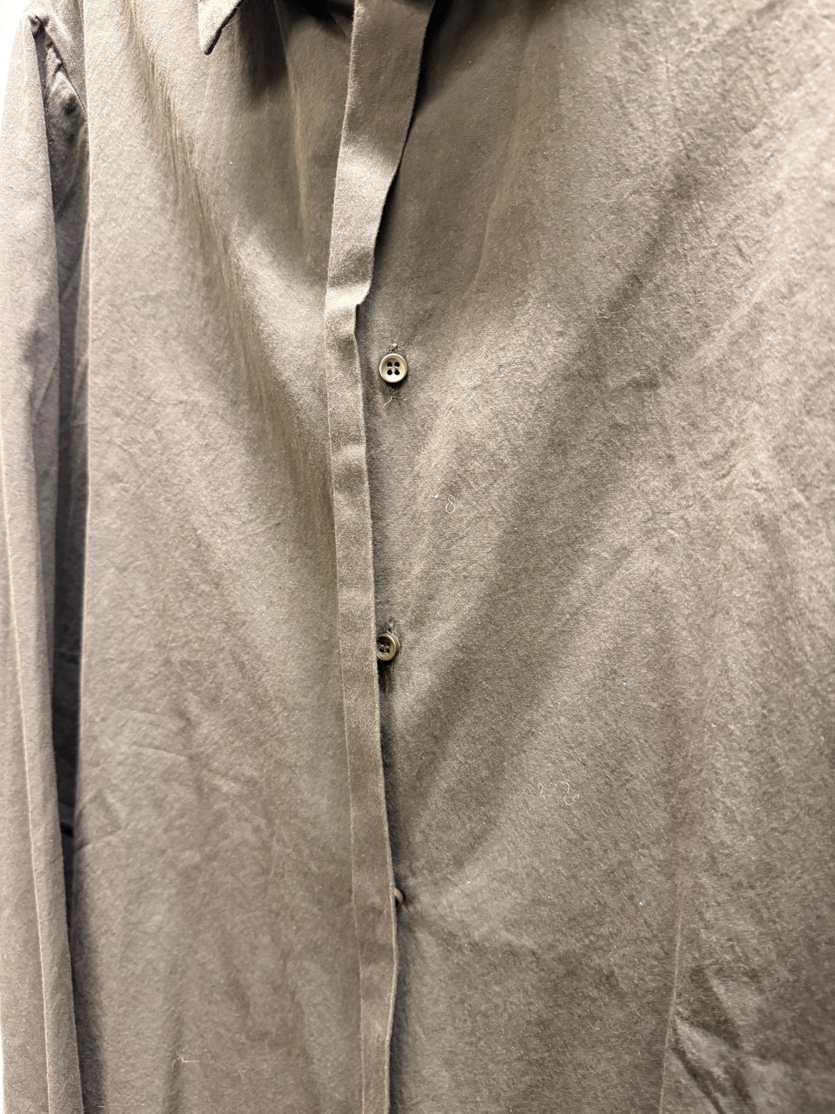 LM Altieri (Carpe Diem) 2005 Olive Cotton Fold-Placket Shirt (L)