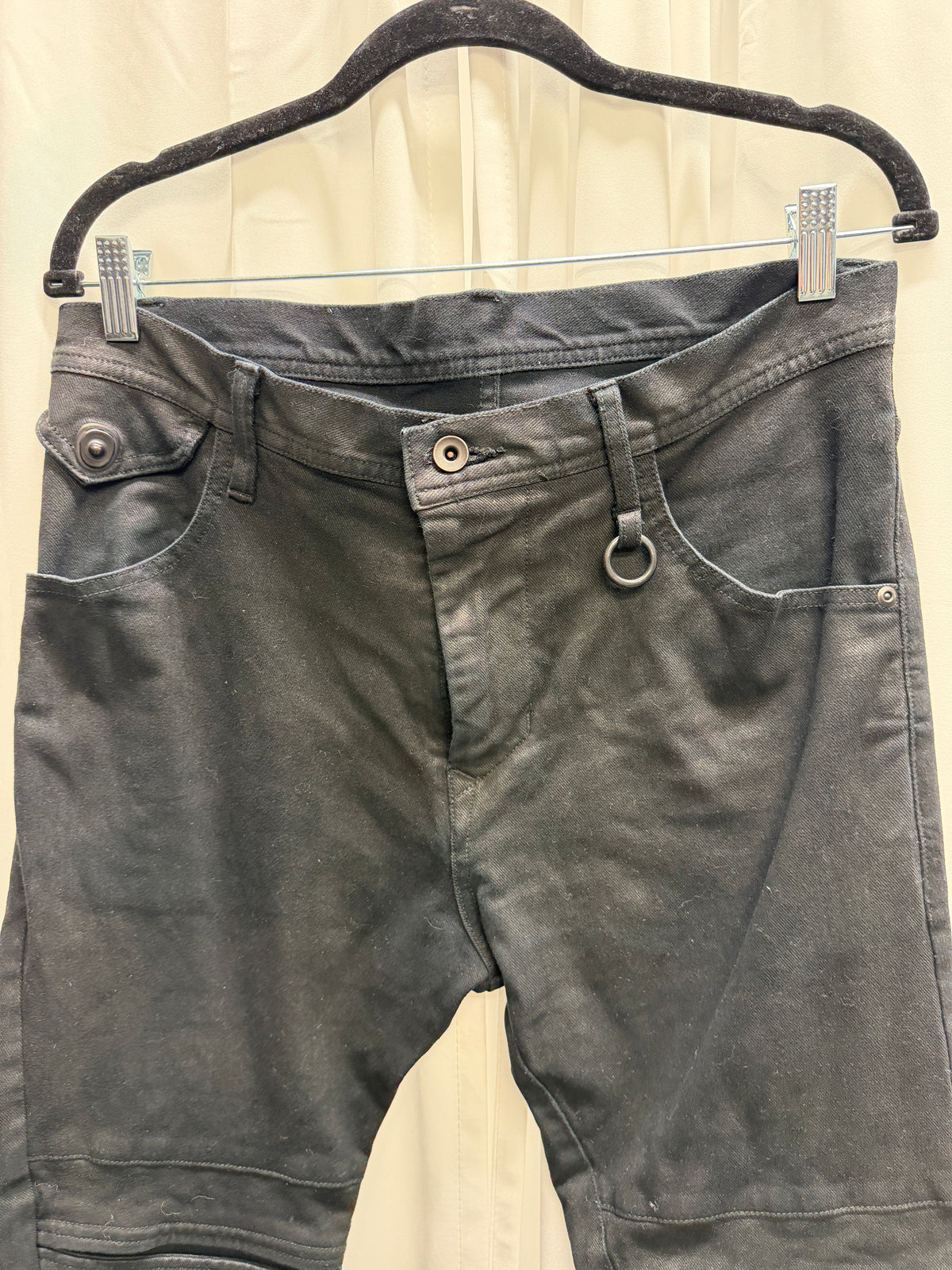 Julius 7 Permanent Collection Gas Rider Moto Waxed Twisted Jeans (S)