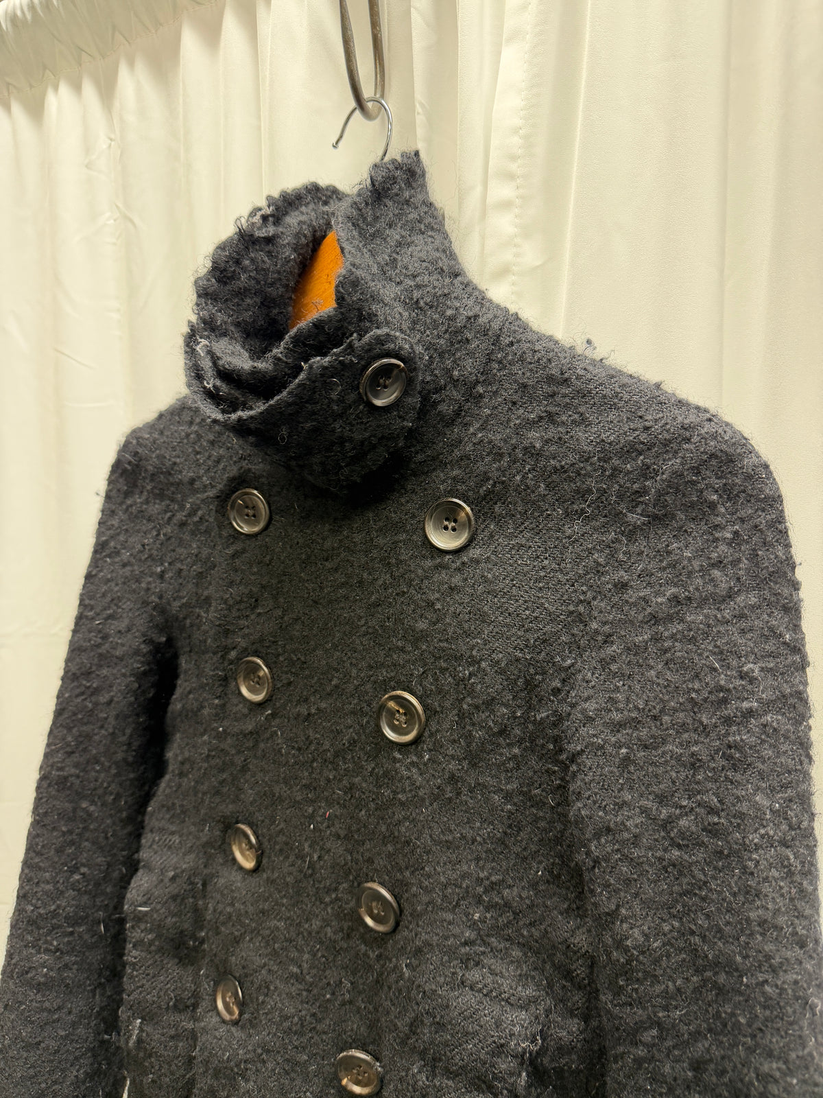 Comme Des Garcons Tricot 00s Boiled Wool High Neck Buttoned Jacket