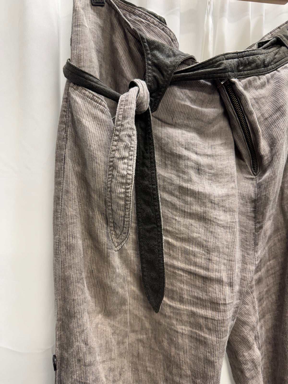 14th Addiction Linen & Leather Fisherman Trousers
