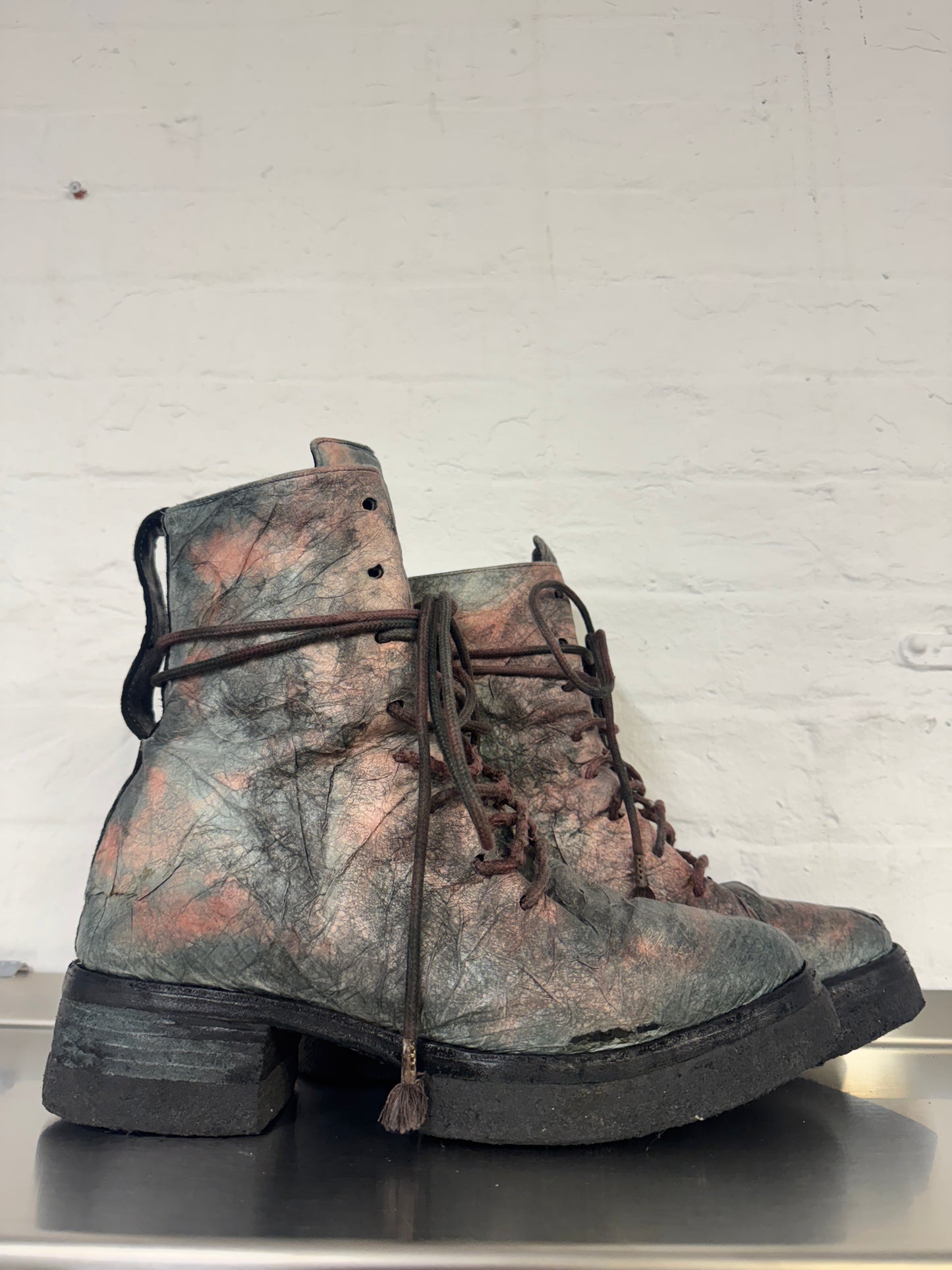 Carol Christian Poell PACAL Paper Dart Leather Combat Boots