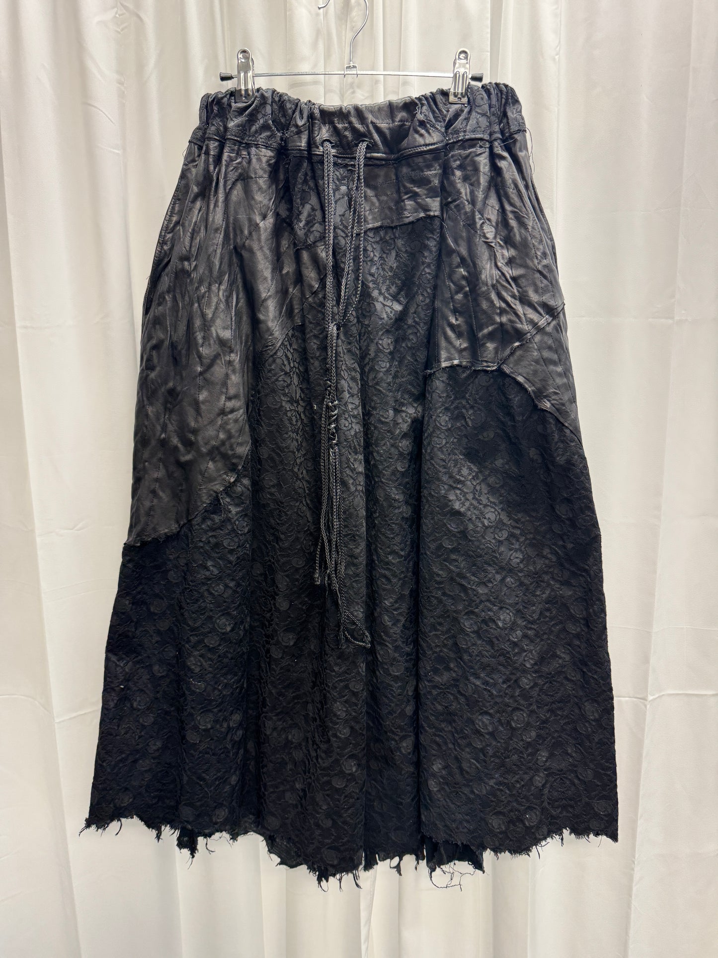 TT Shohei Takamiya Leather + Thick Lace Wide Leg Layered Trouser