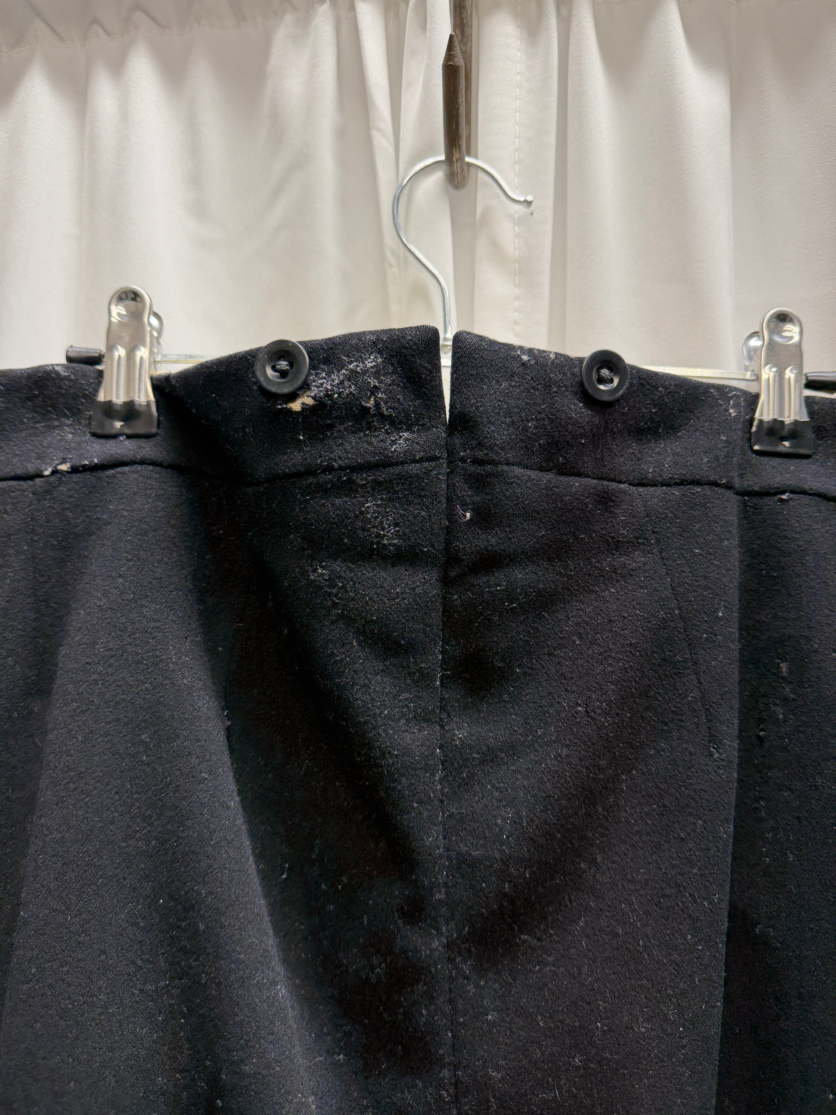 Antique Thrashed/Repaired Wool Wide-Leg Trousers (S)