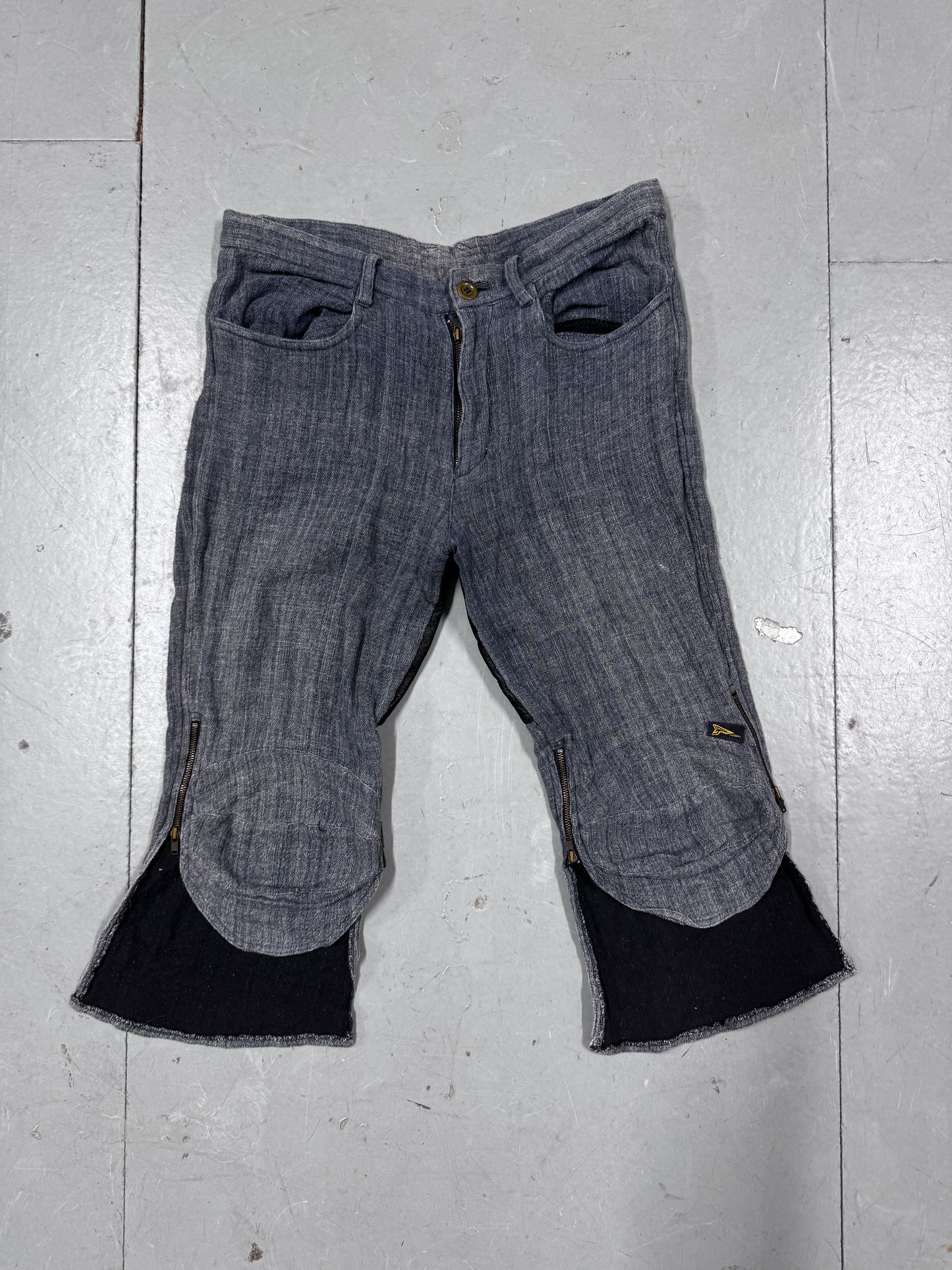 20471120 Hyoma Gussetted Leather / Denim Capri